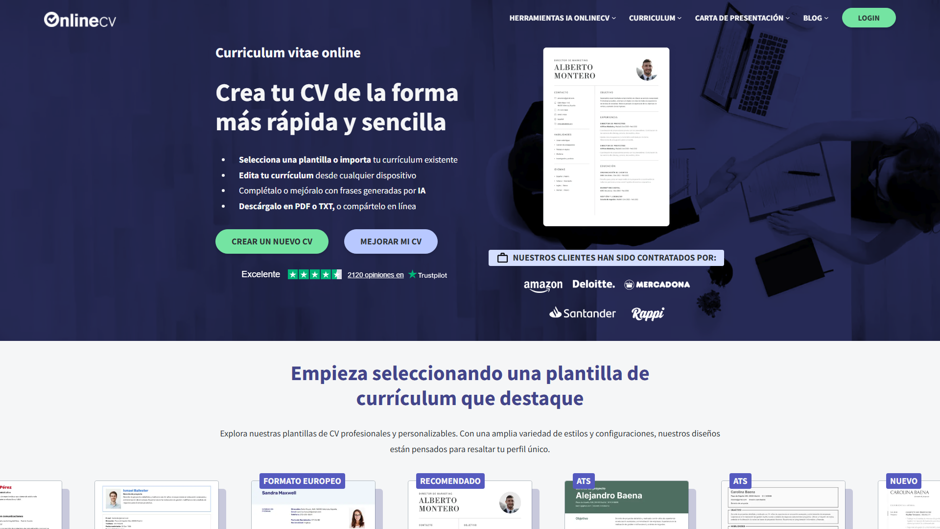 OnlineCV Screenshot