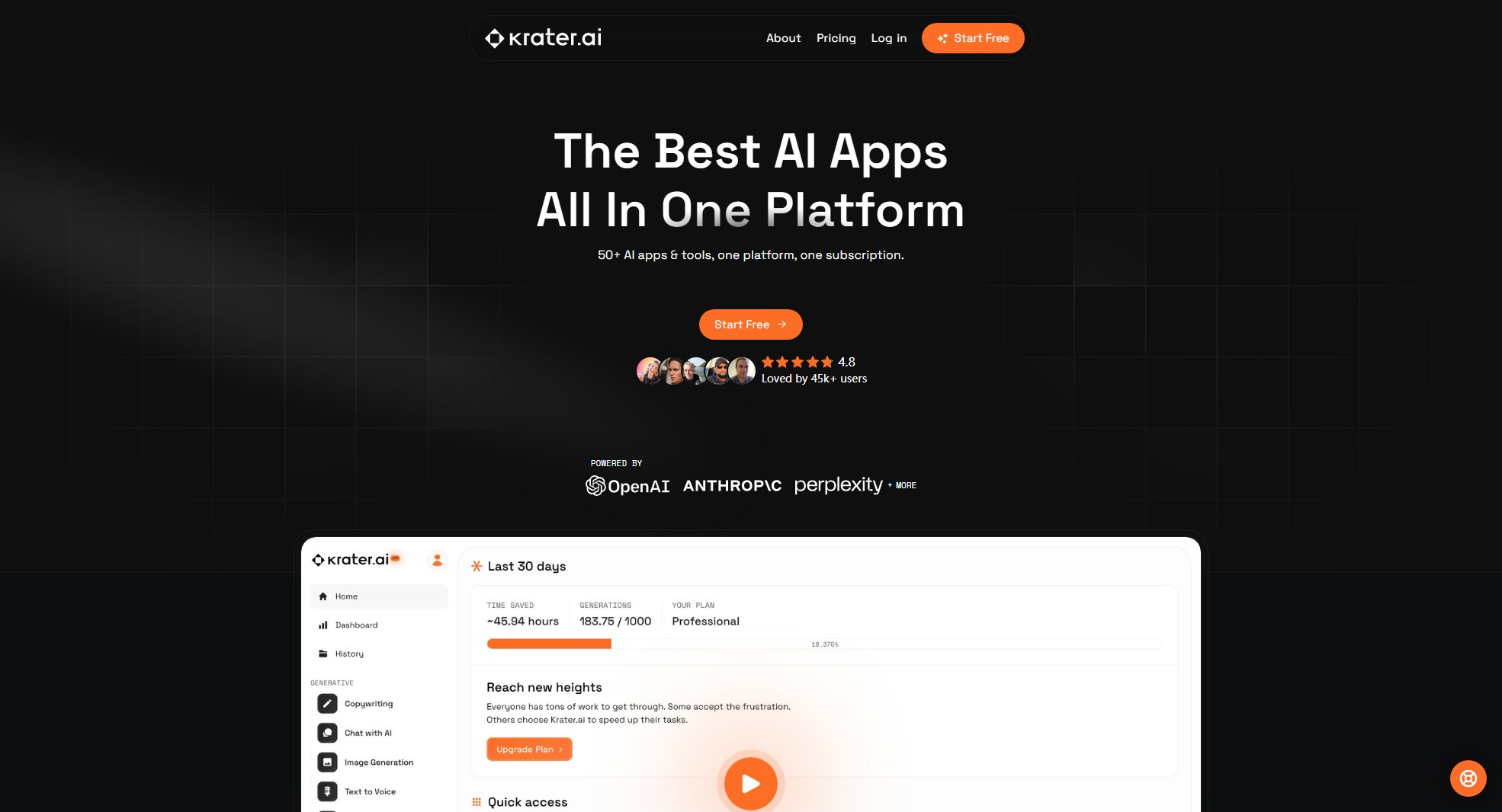 Krater.ai Krater.ai Interface & Screenshots