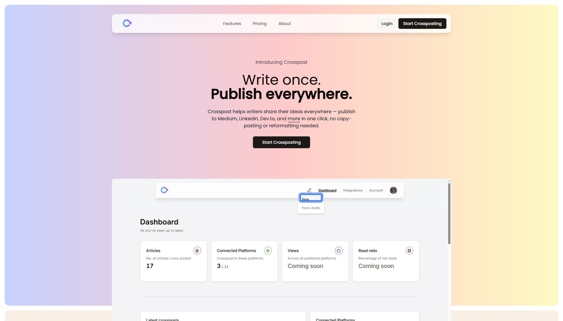 Crosspost Crosspost Interface & Screenshots Crosspost Crosspost Interface & Screenshots