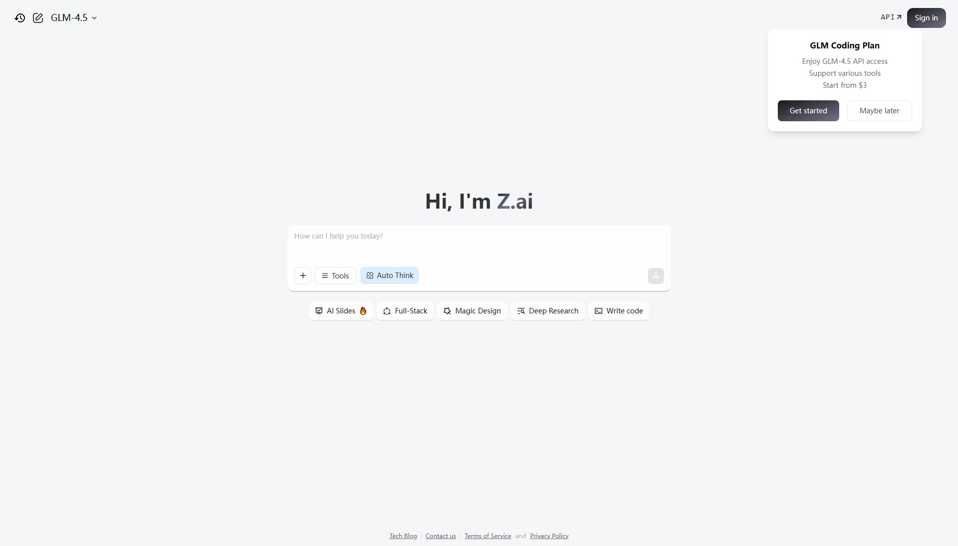 Z.ai Z.ai Interface & Screenshots