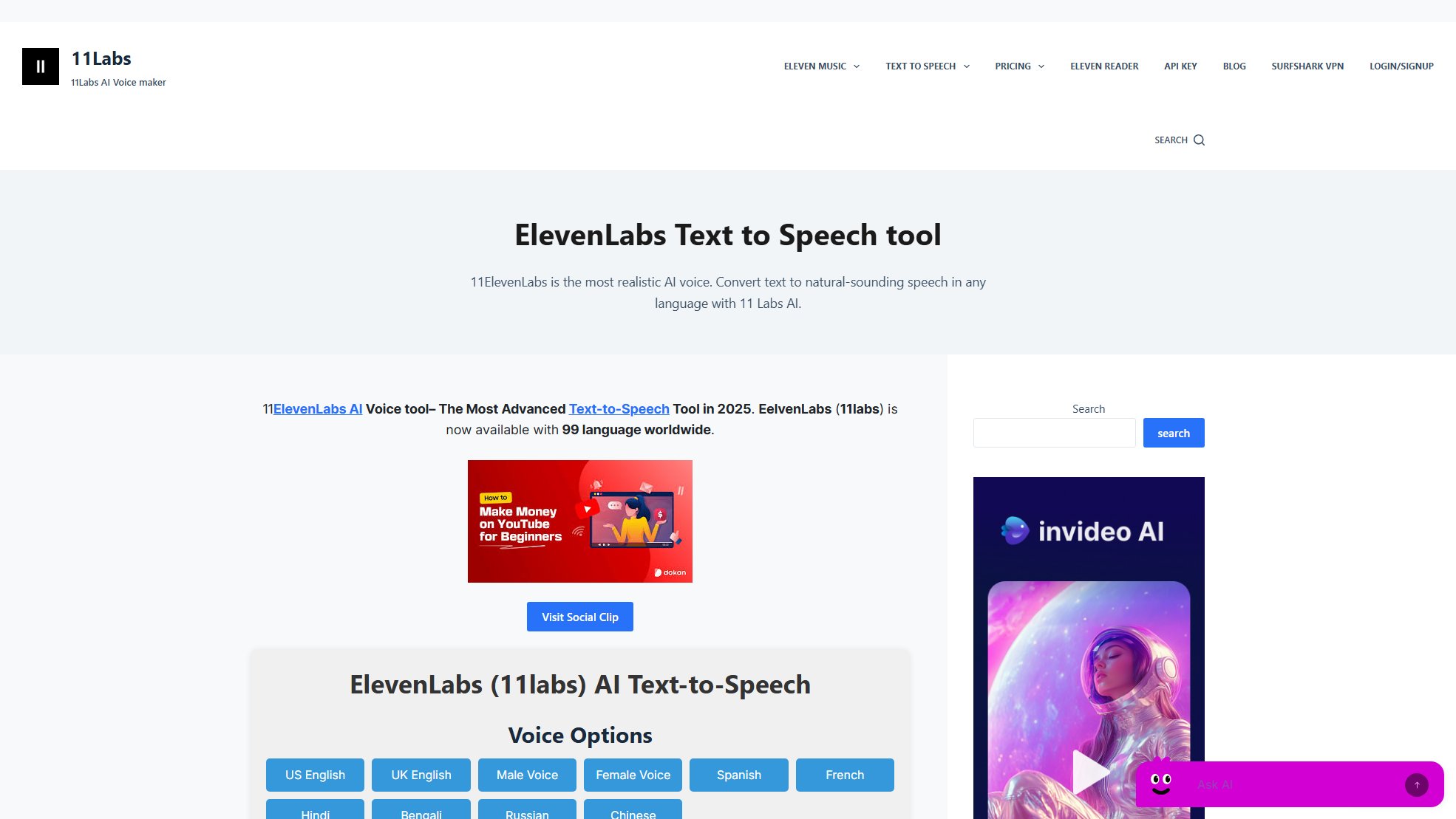 ElevenLabs Text to Speech ElevenLabs Text to Speech Interface & Screenshots