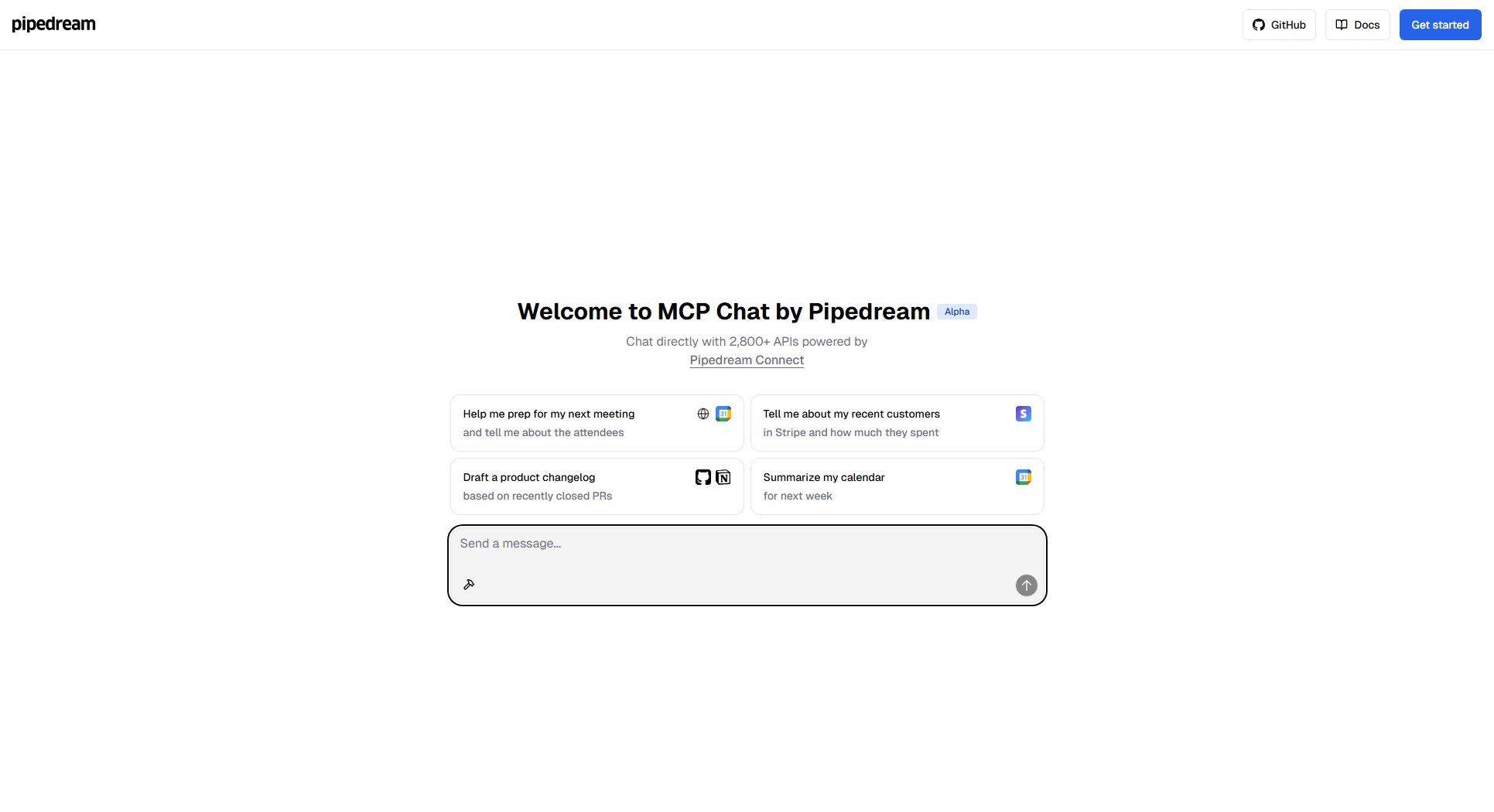 MCP Chat by Pipedream MCP Chat by Pipedream Interface & Screenshots