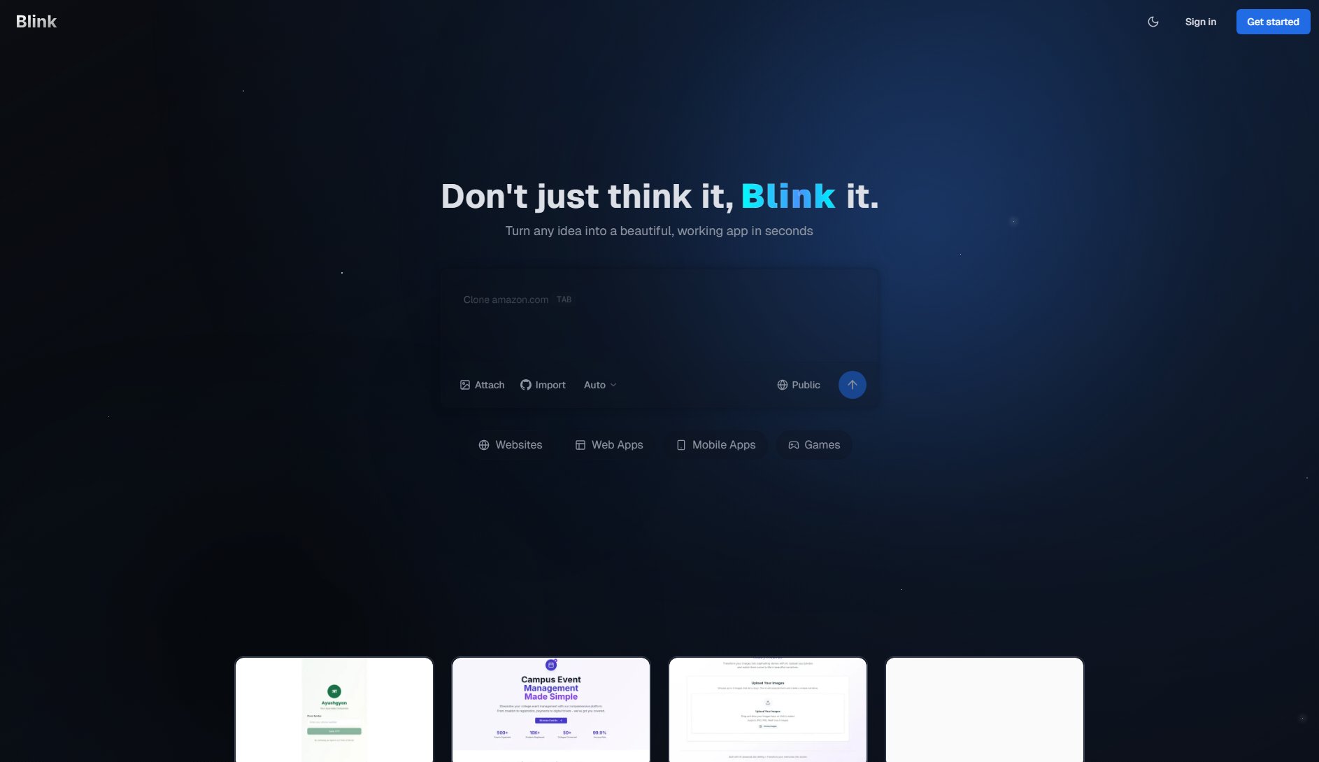 Blink - AI App Builder Blink - AI App Builder Interface & Screenshots