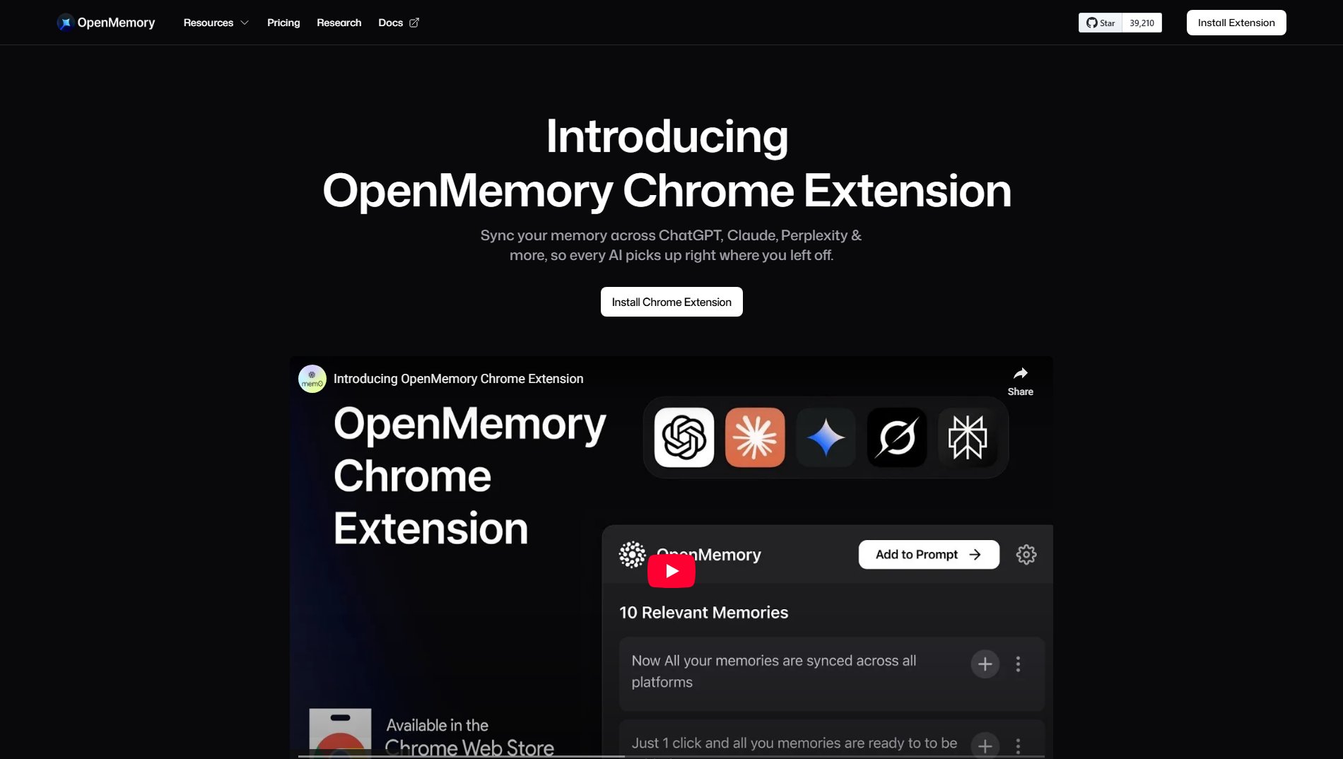 OpenMemory Chrome Extension Screenshot OpenMemory Chrome Extension Screenshot