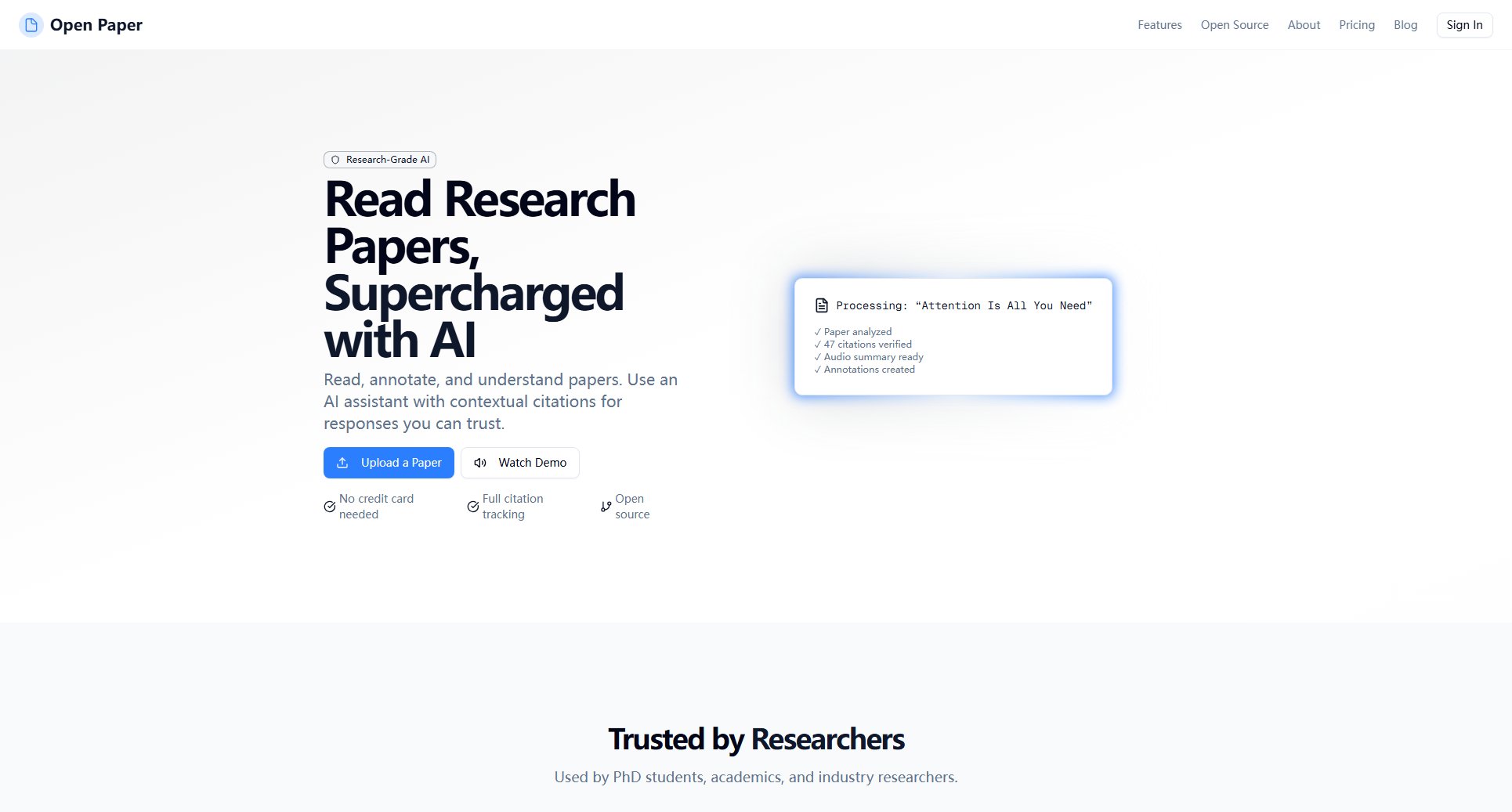 Open Paper Screenshot
