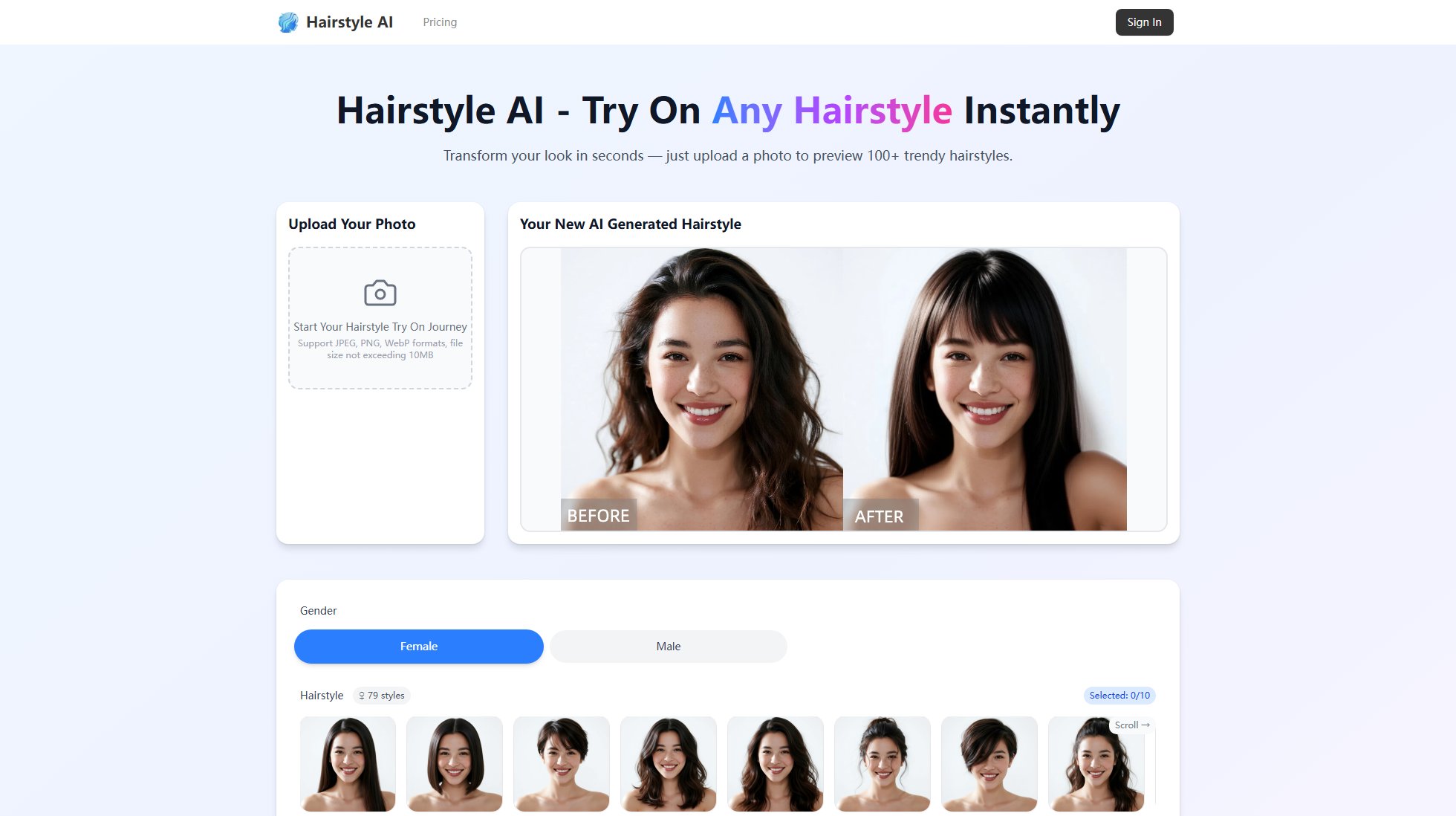 Hairstyle AI Hairstyle AI Interface & Screenshots