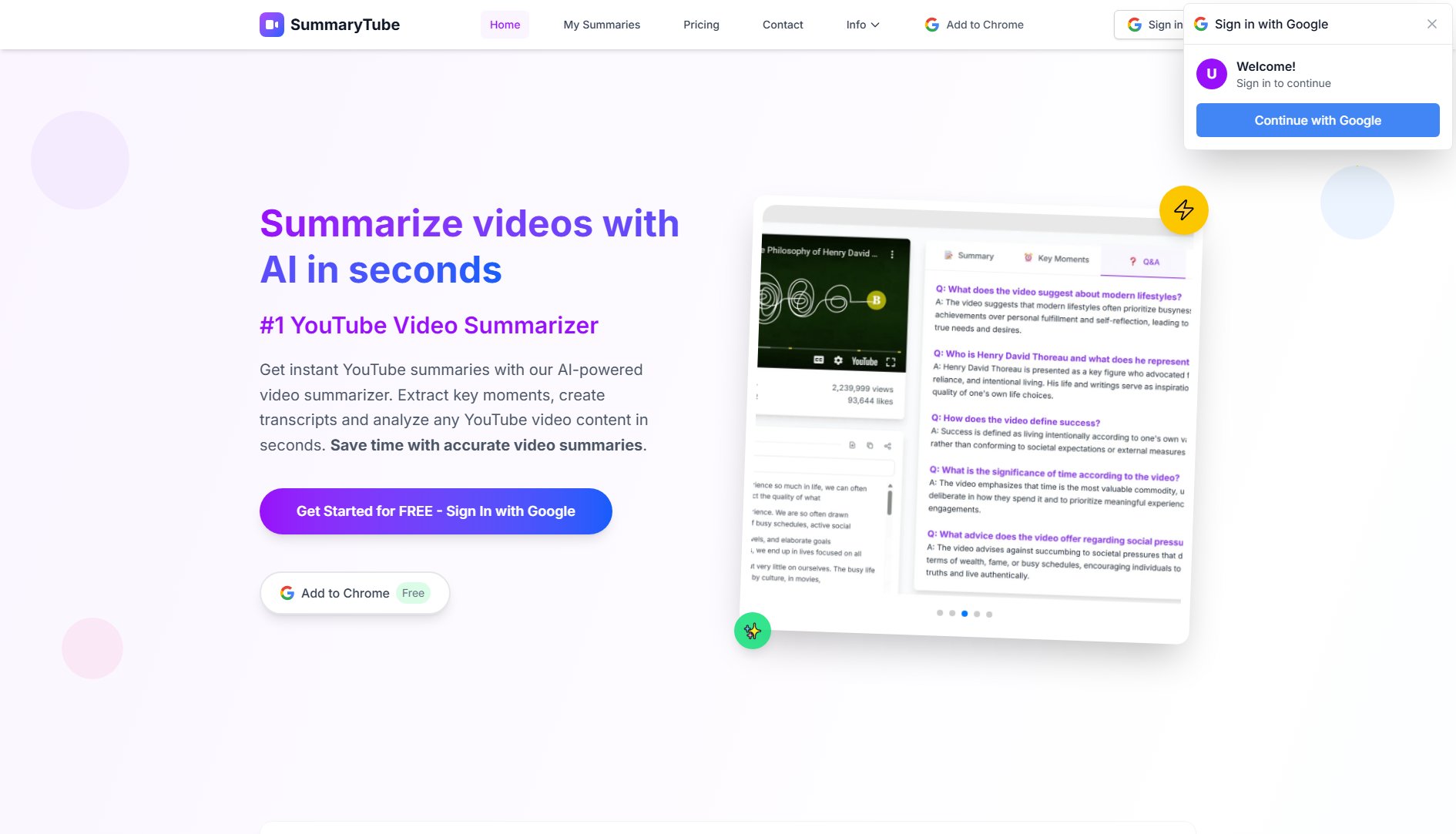 SummaryTube Screenshot