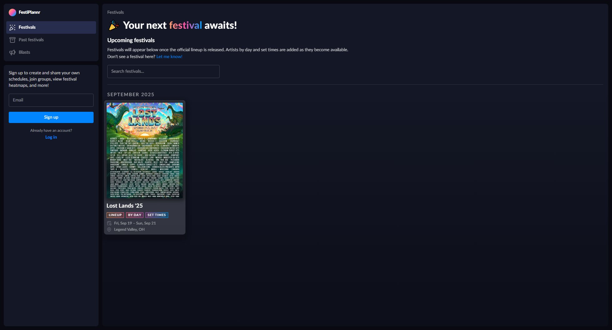 FestiPlannr FestiPlannr Interface & Screenshots FestiPlannr FestiPlannr Interface & Screenshots