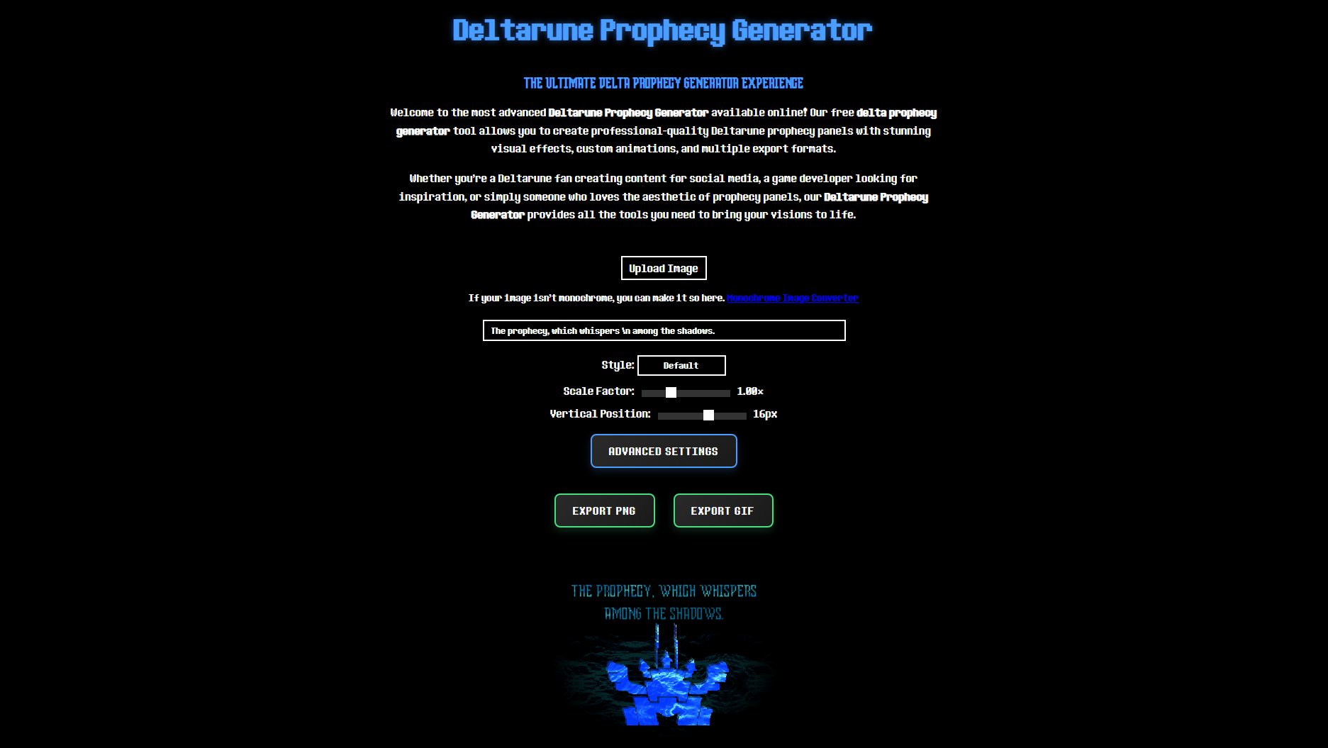 Deltarune Prophecy Generator Screenshot Deltarune Prophecy Generator Screenshot