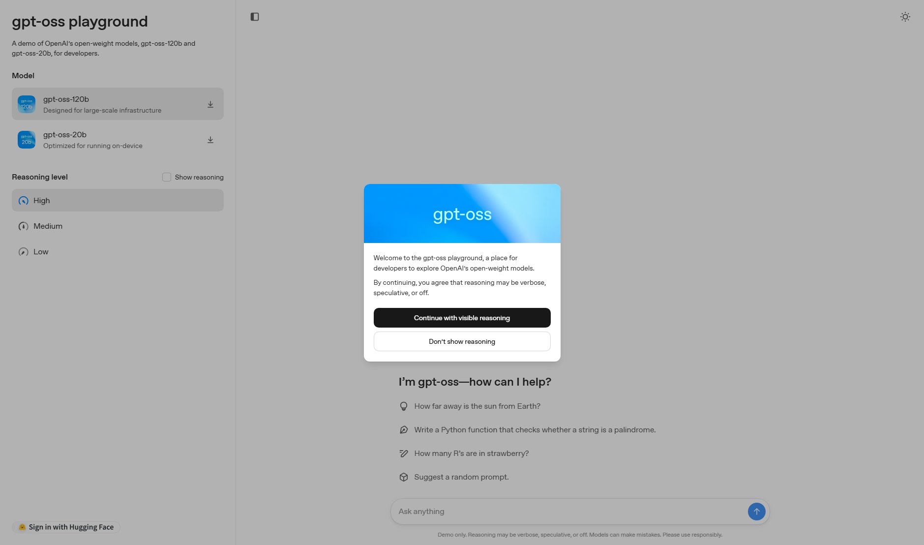 gpt-oss Screenshot gpt-oss Screenshot