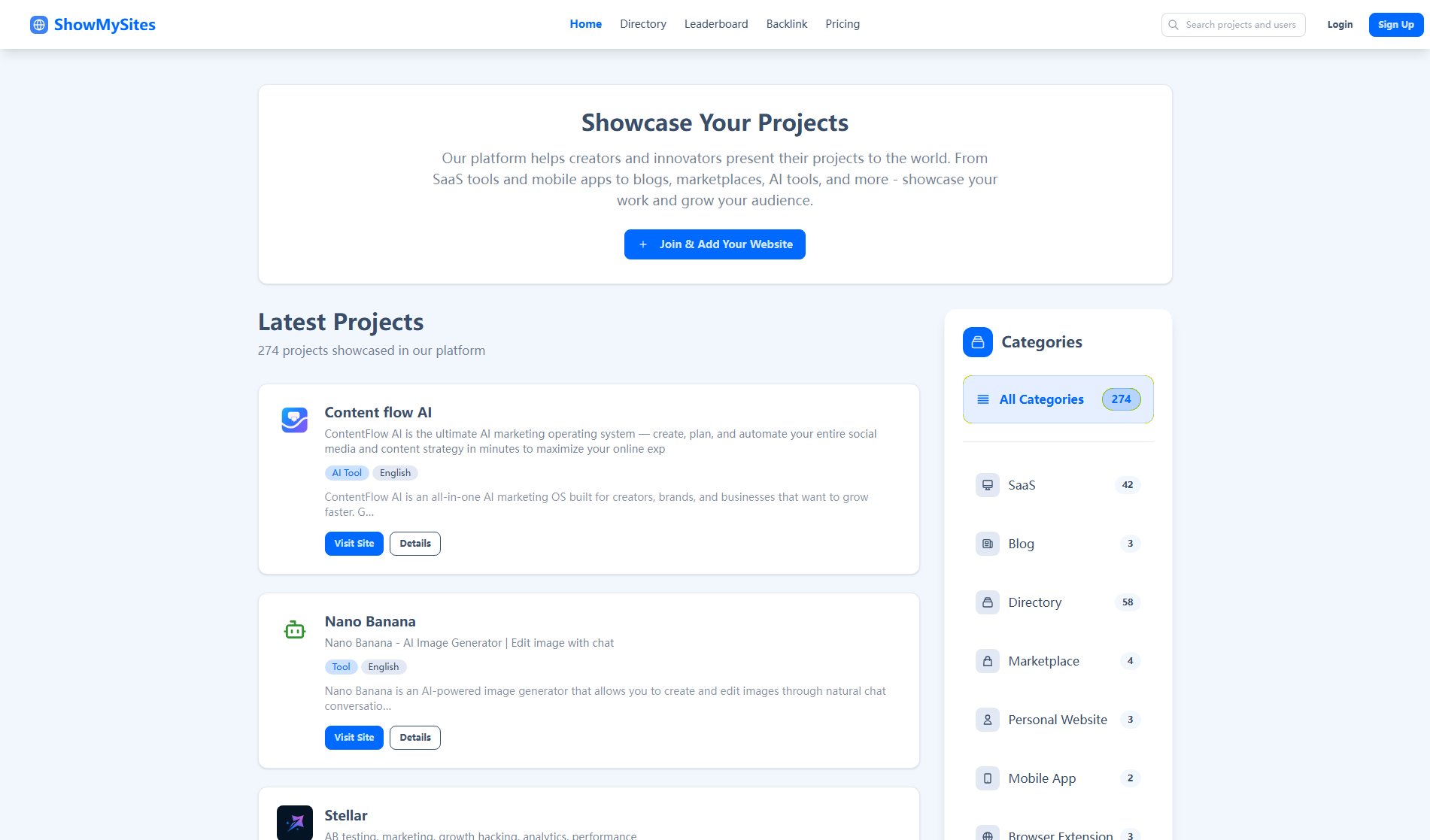 ShowMySites ShowMySites Interface & Screenshots ShowMySites ShowMySites Interface & Screenshots