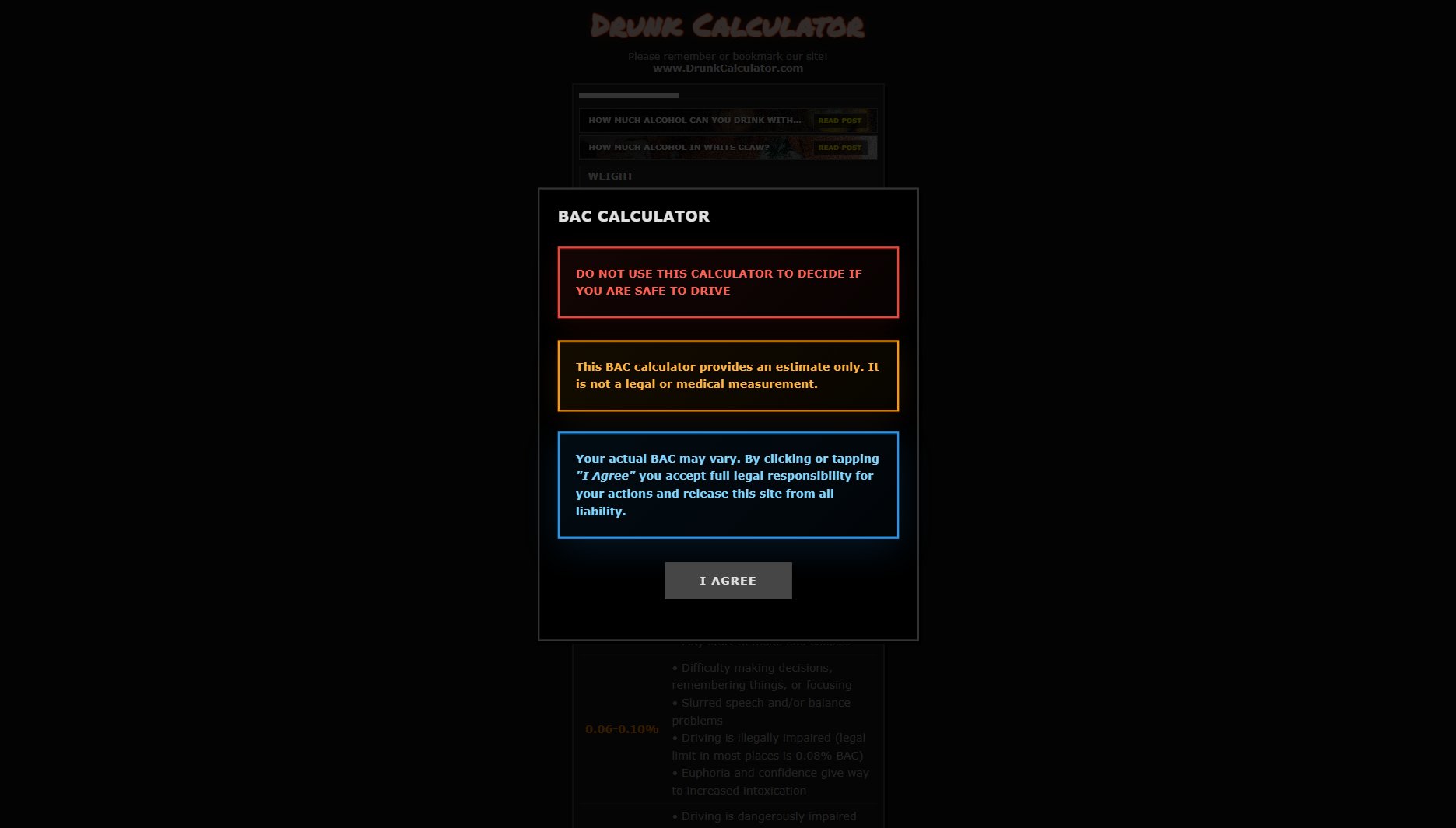 Drunk Calculator - BAC Calculator Drunk Calculator - BAC Calculator Interface & Screenshots