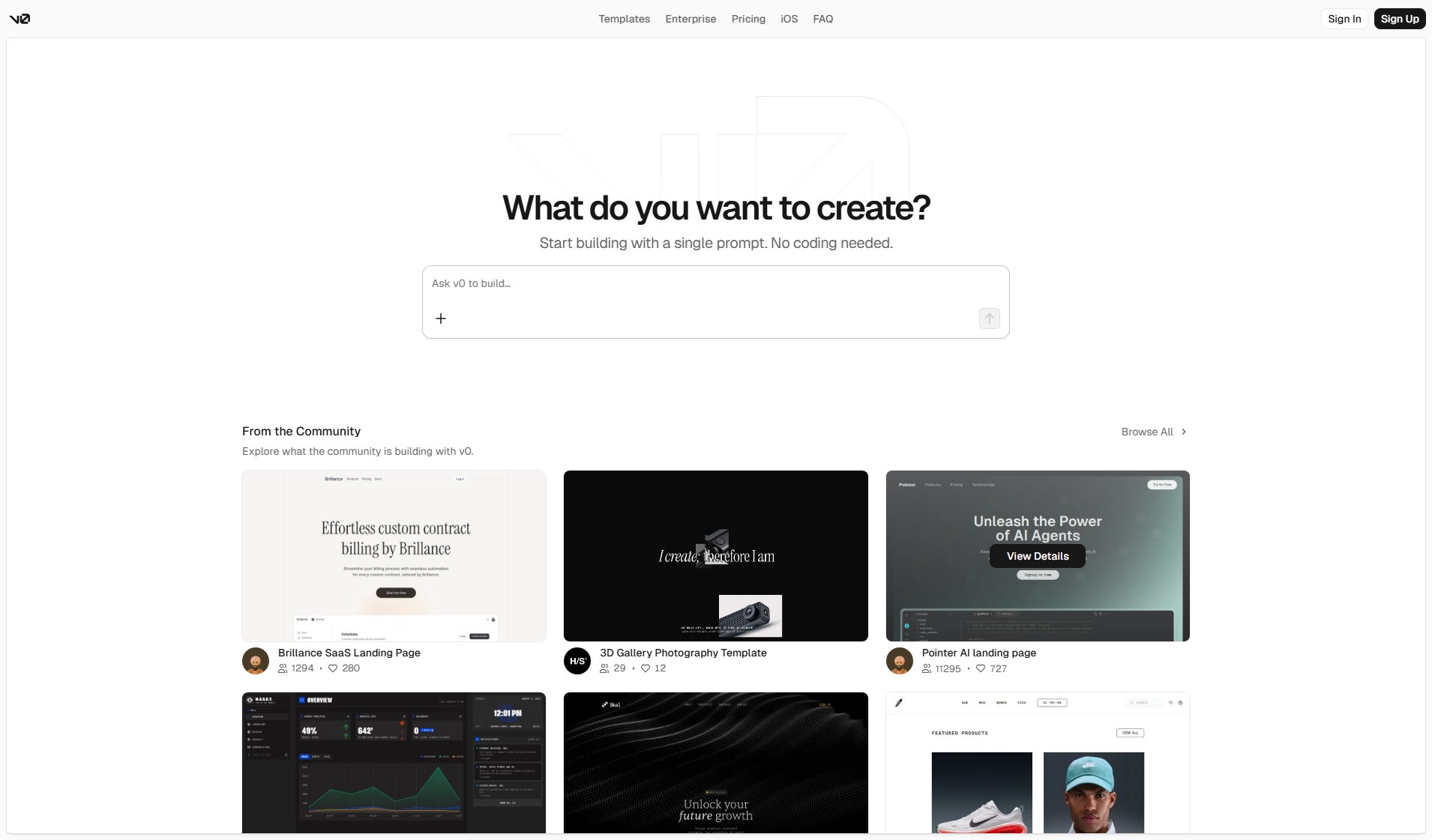 v0 by Vercel v0 by Vercel Interface & Screenshots