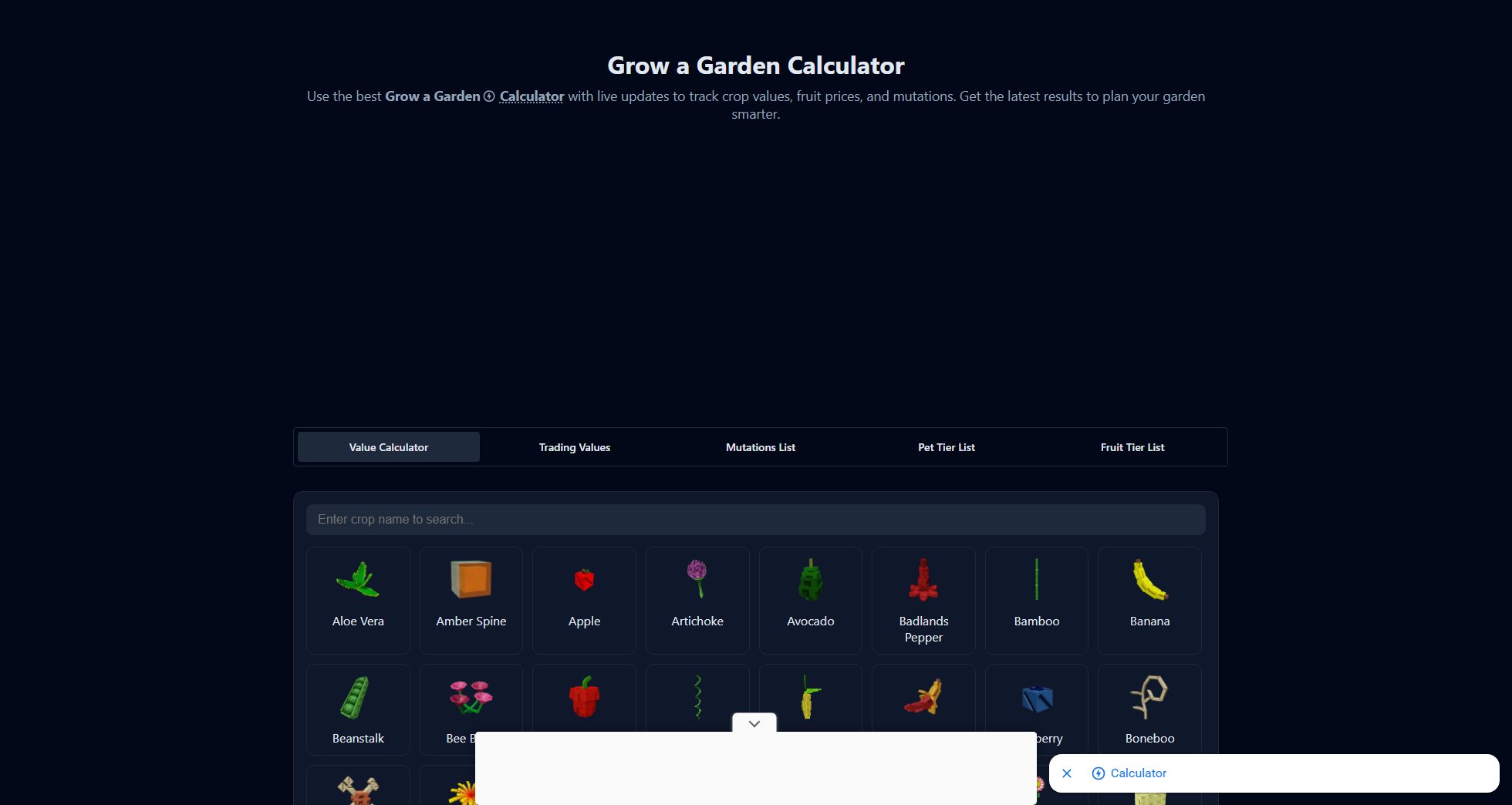 Grow a Garden Calculator Grow a Garden Calculator Interface & Screenshots