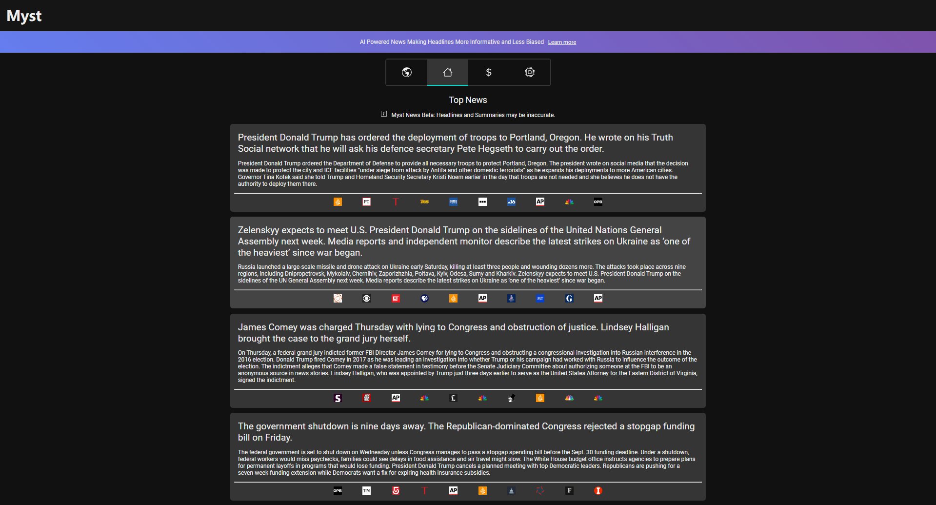 Myst News Myst News Interface & Screenshots Myst News Myst News Interface & Screenshots
