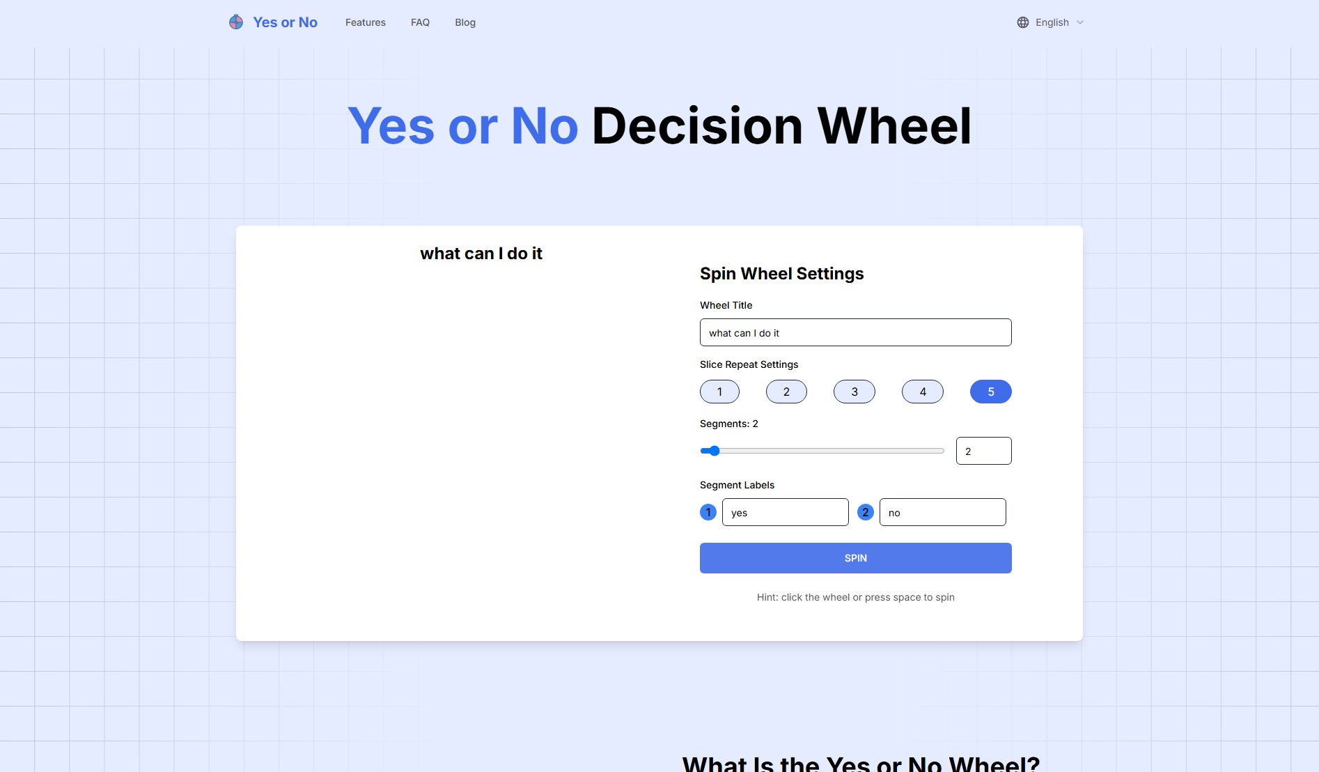 Yes or No Wheel Yes or No Wheel Interface & Screenshots