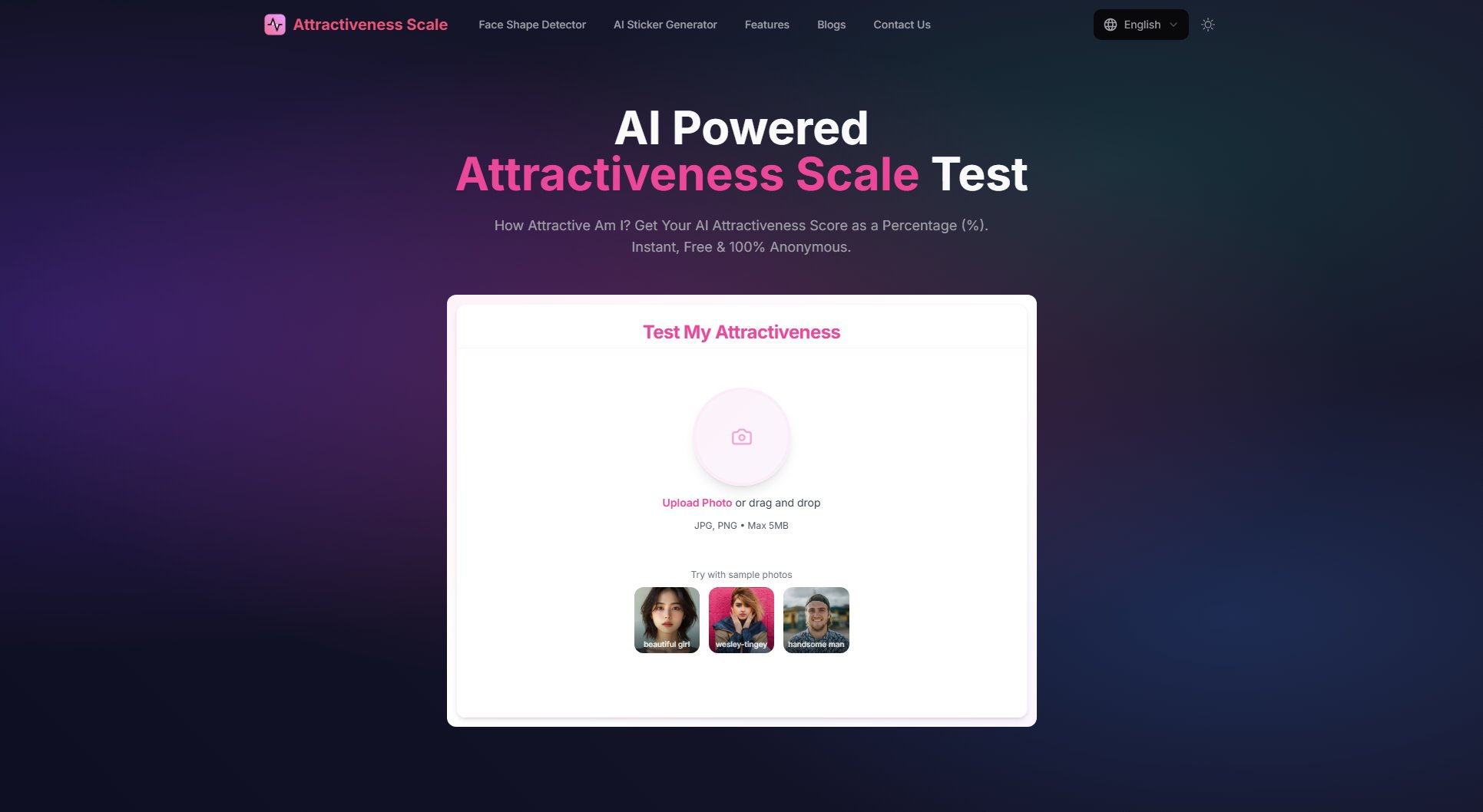 Attractiveness Scale Attractiveness Scale Interface & Screenshots