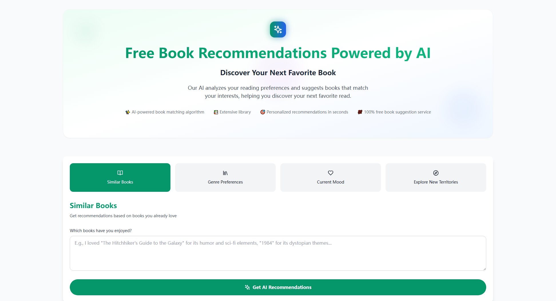 BookRecommendation.ai BookRecommendation.ai Interface & Screenshots