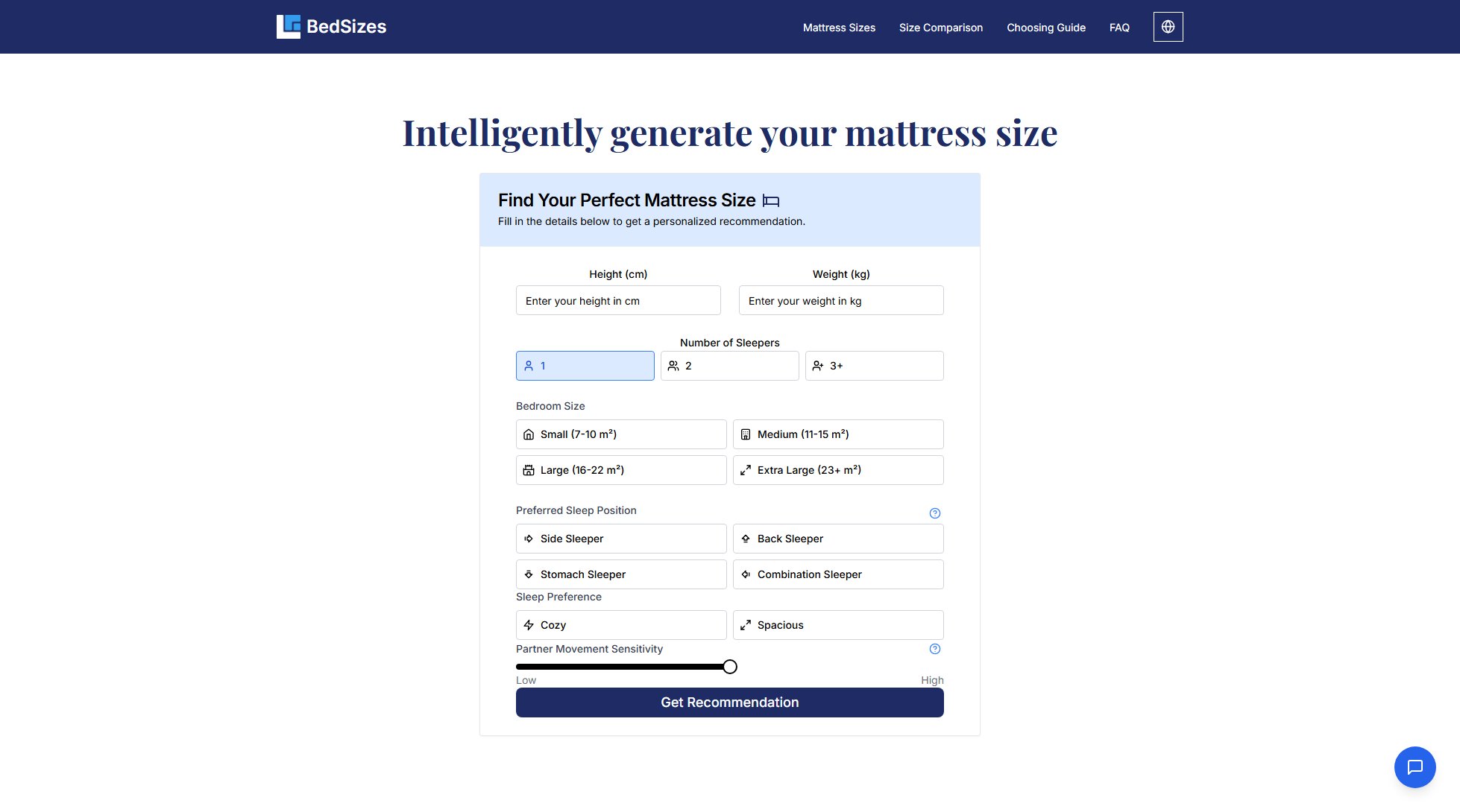 BedSizes.net BedSizes.net Interface & Screenshots