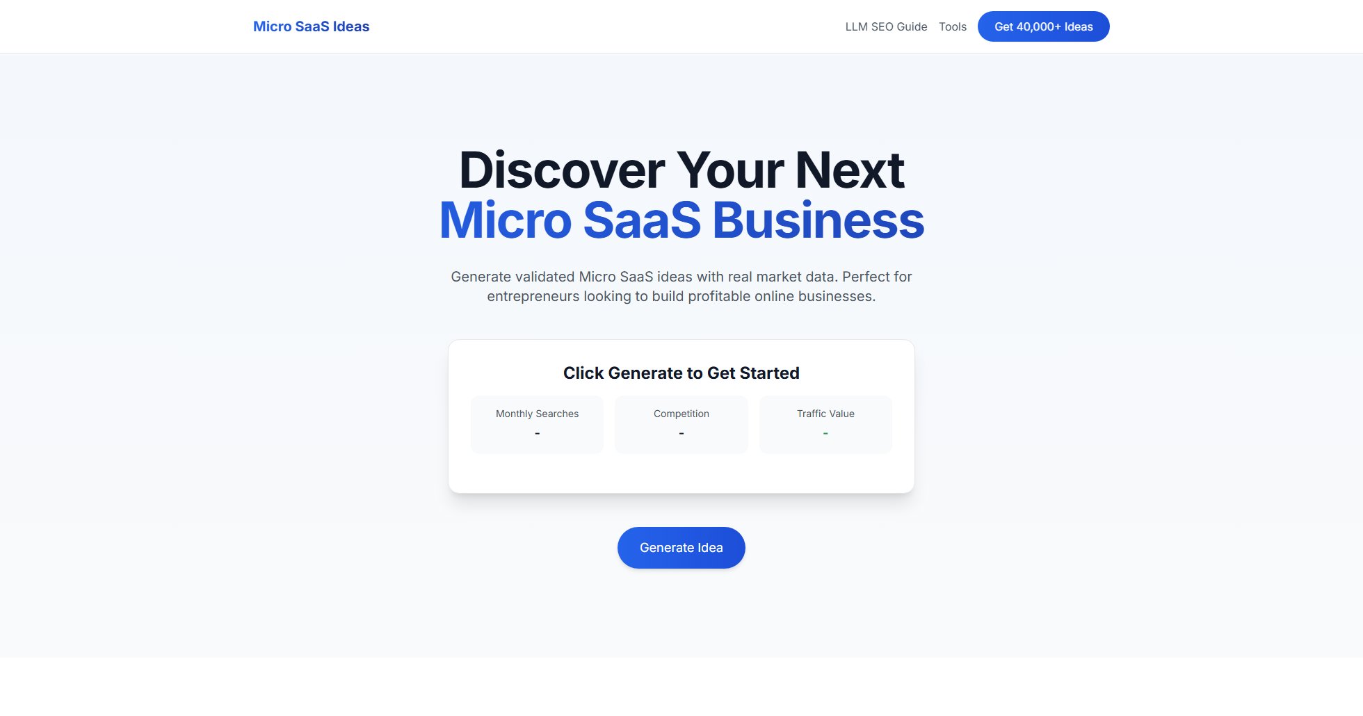 Micro SaaS Ideas Micro SaaS Ideas Interface & Screenshots