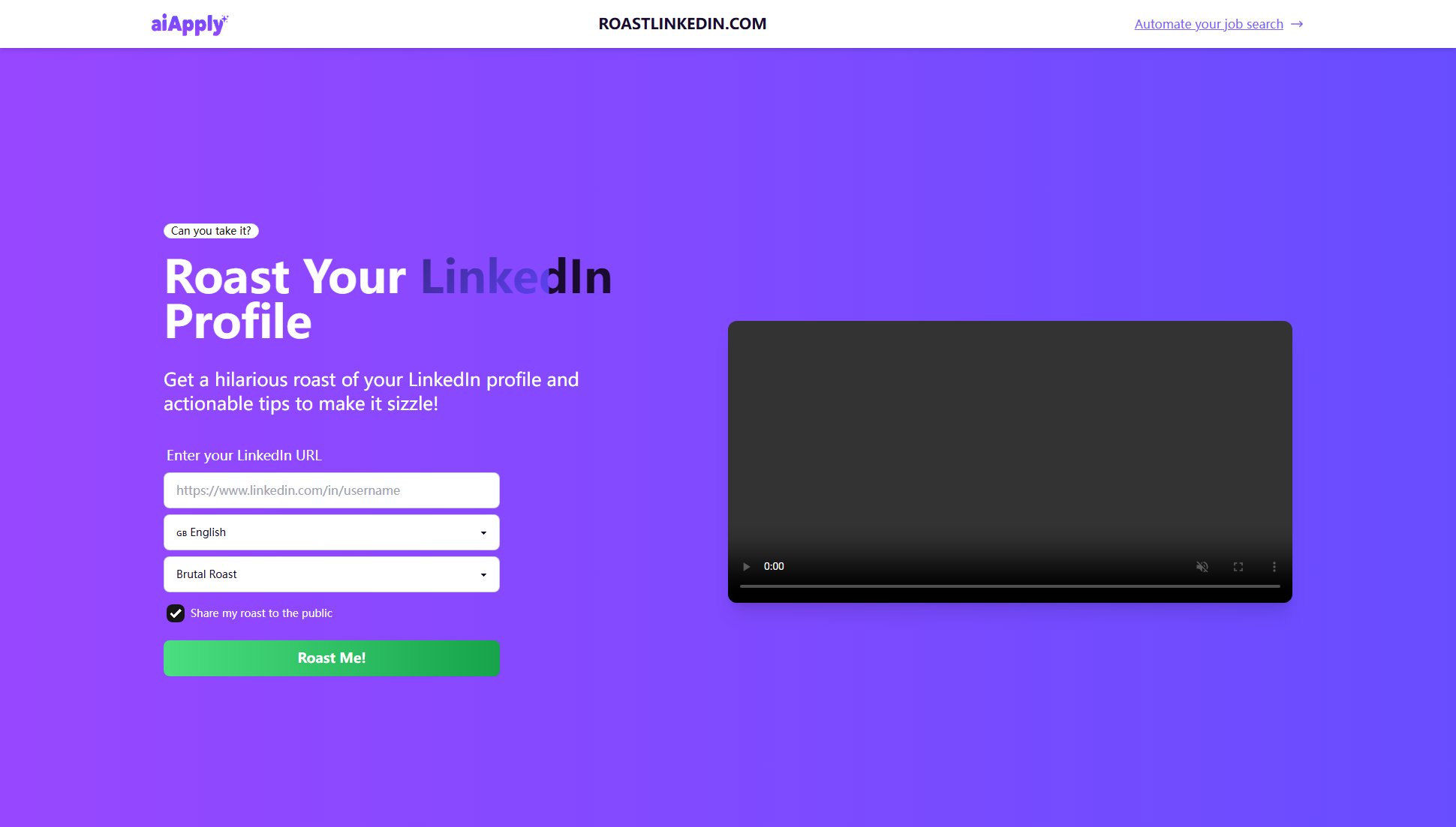 RoastLinkedIn.com RoastLinkedIn.com Interface & Screenshots