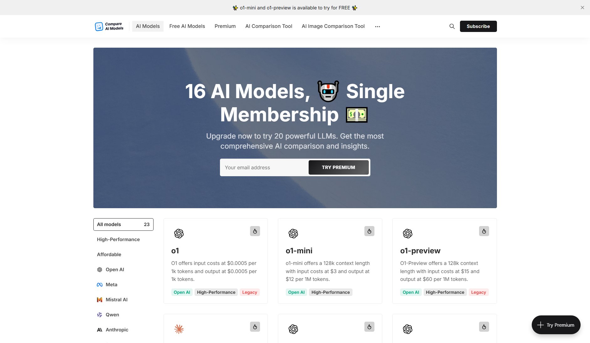 Compare AI Models Compare AI Models Interface & Screenshots
