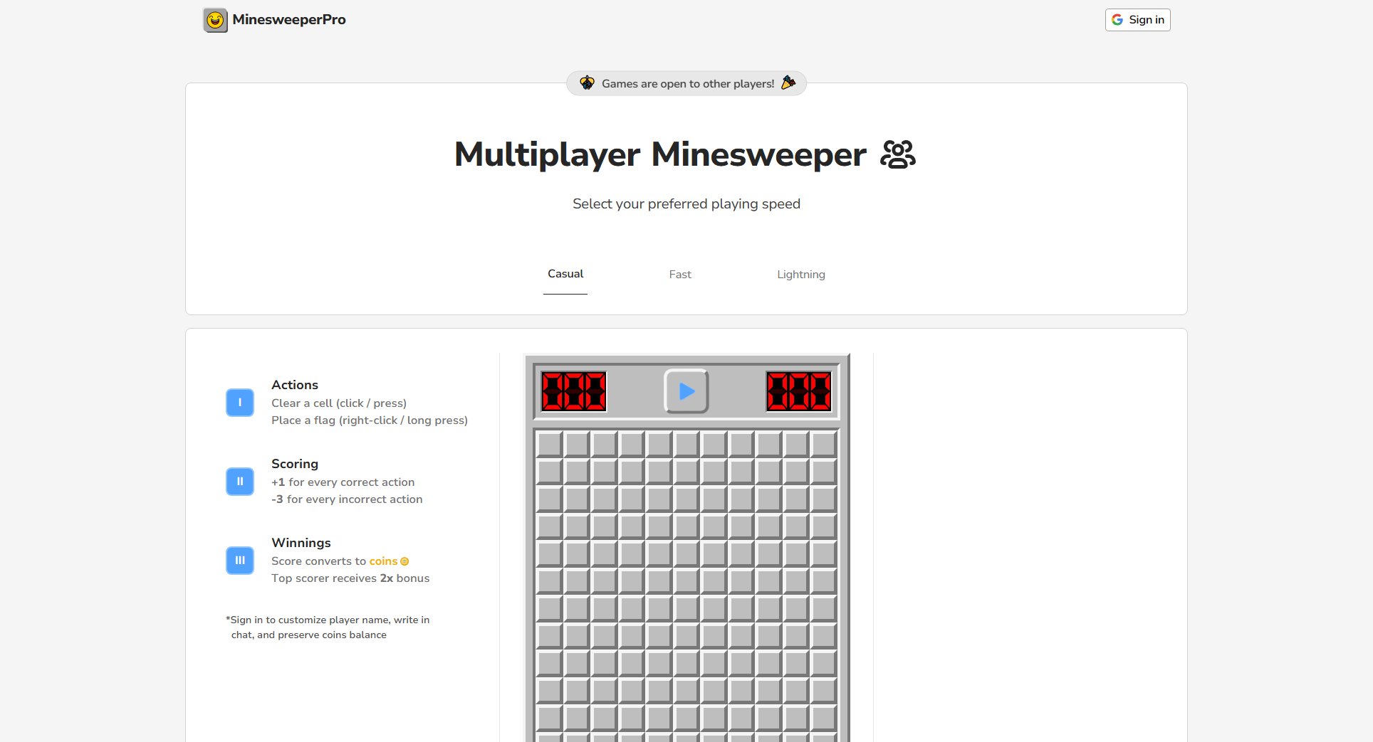 Multiplayer Minesweeper Online Screenshot Multiplayer Minesweeper Online Screenshot