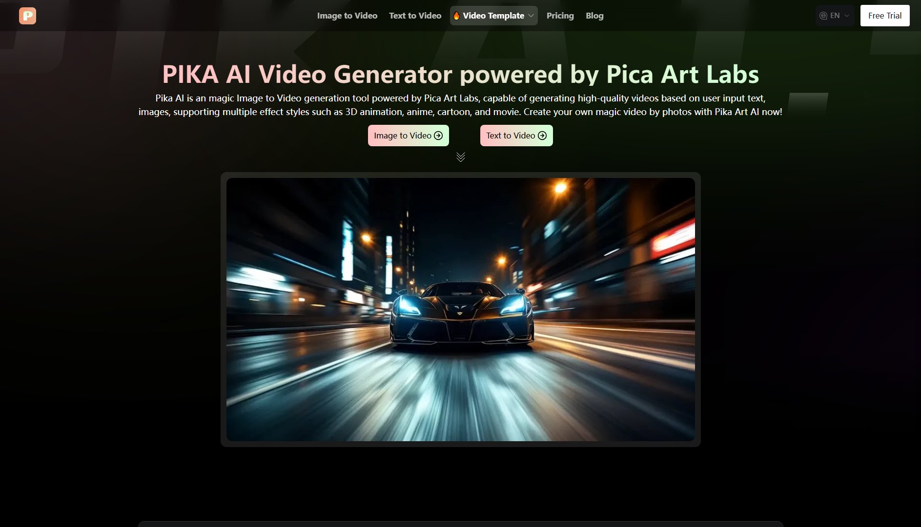 Pika AI Video Generator Screenshot