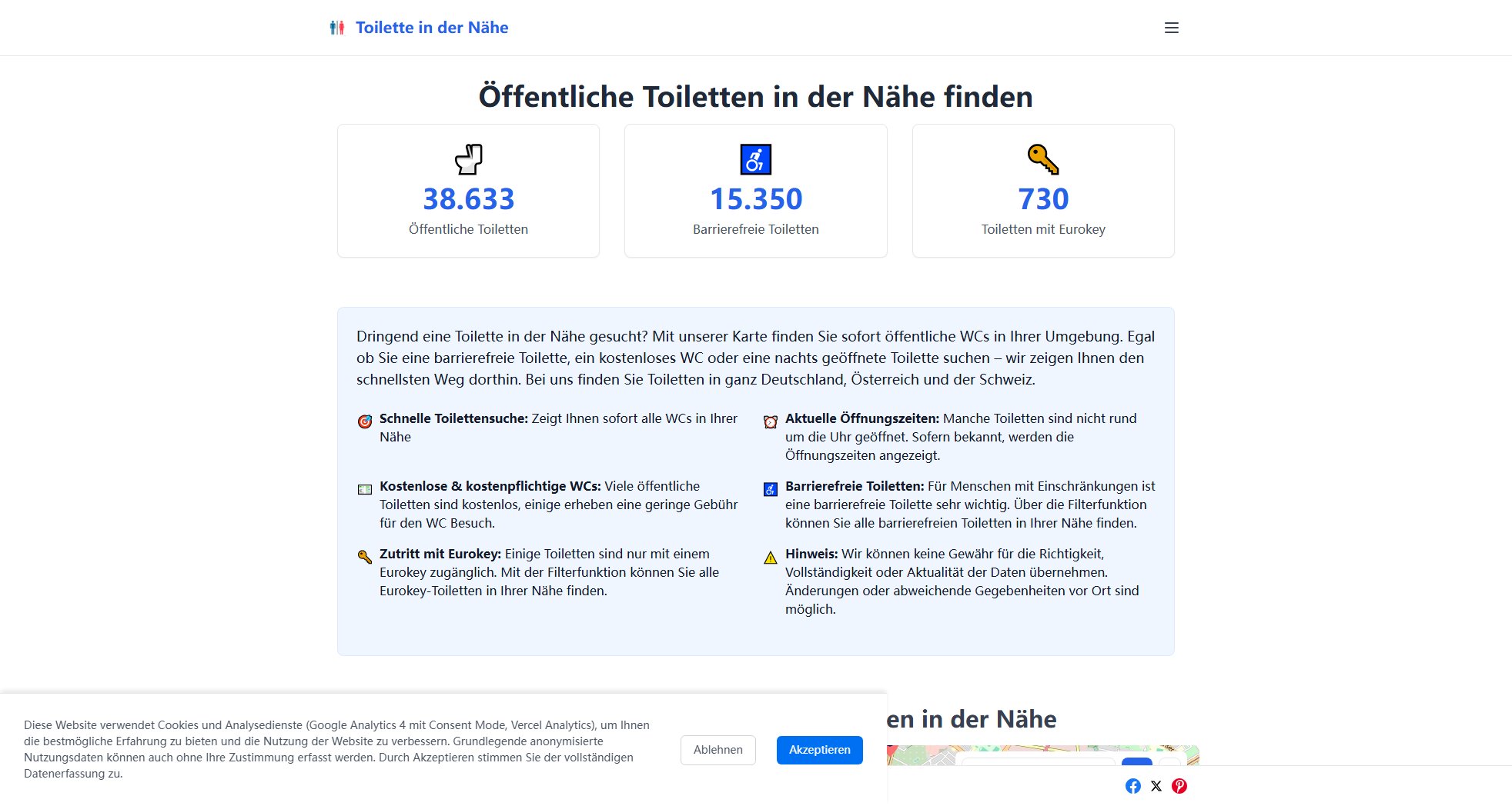 Toilette in der Nähe finden Toilette in der Nähe finden Interface & Screenshots
