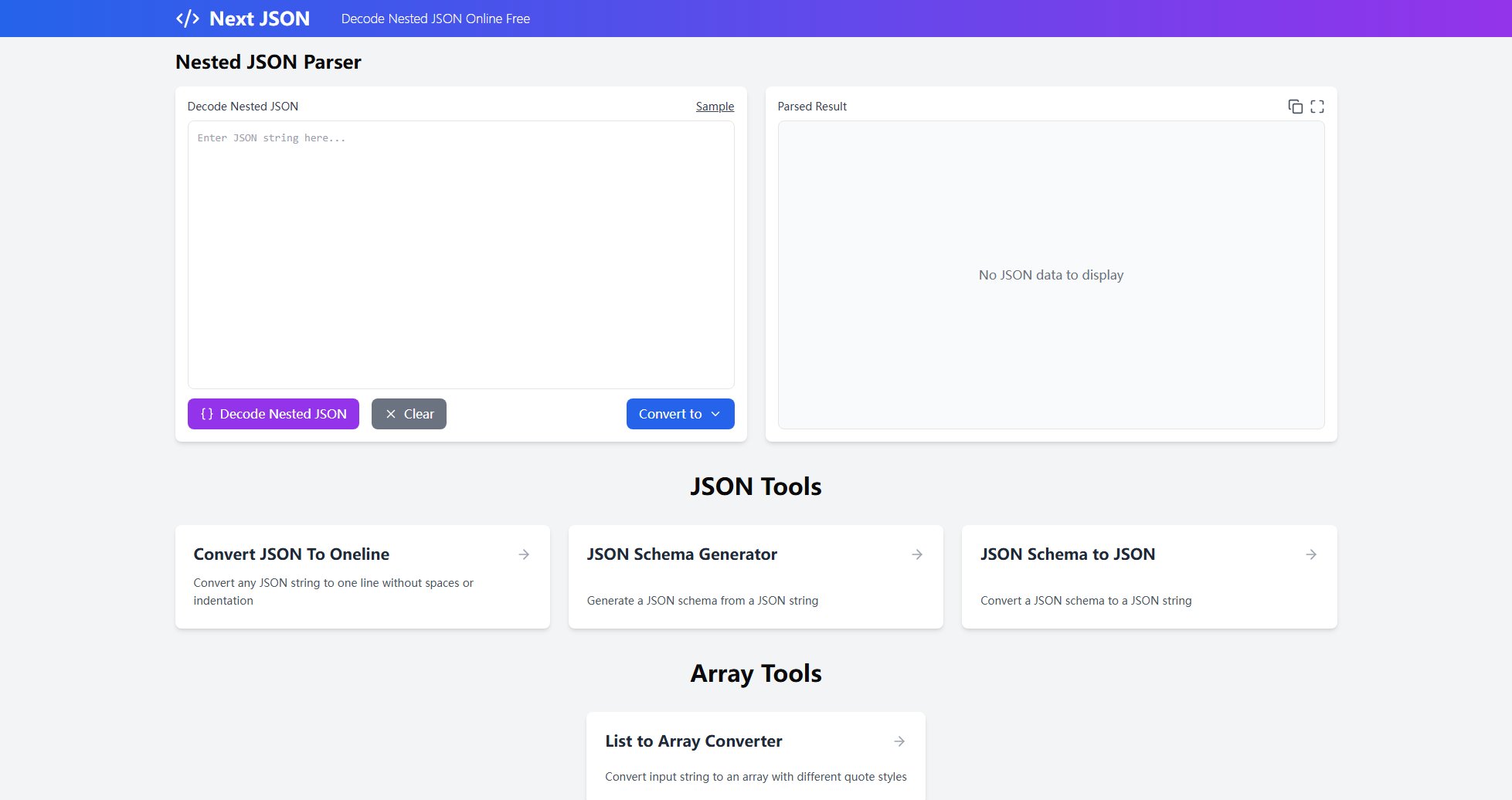 NextJSON NextJSON Interface & Screenshots