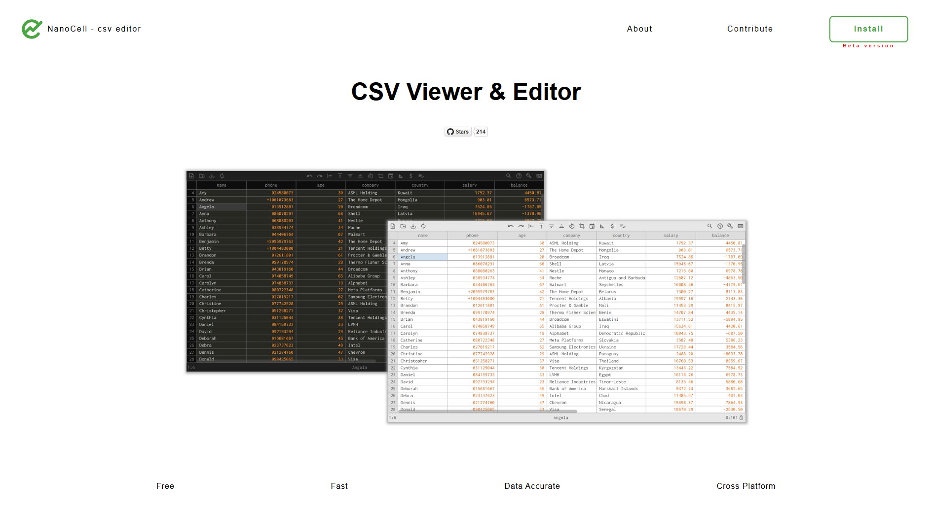 NanoCell - CSV file Viewer & Editor Screenshot NanoCell - CSV file Viewer & Editor Screenshot
