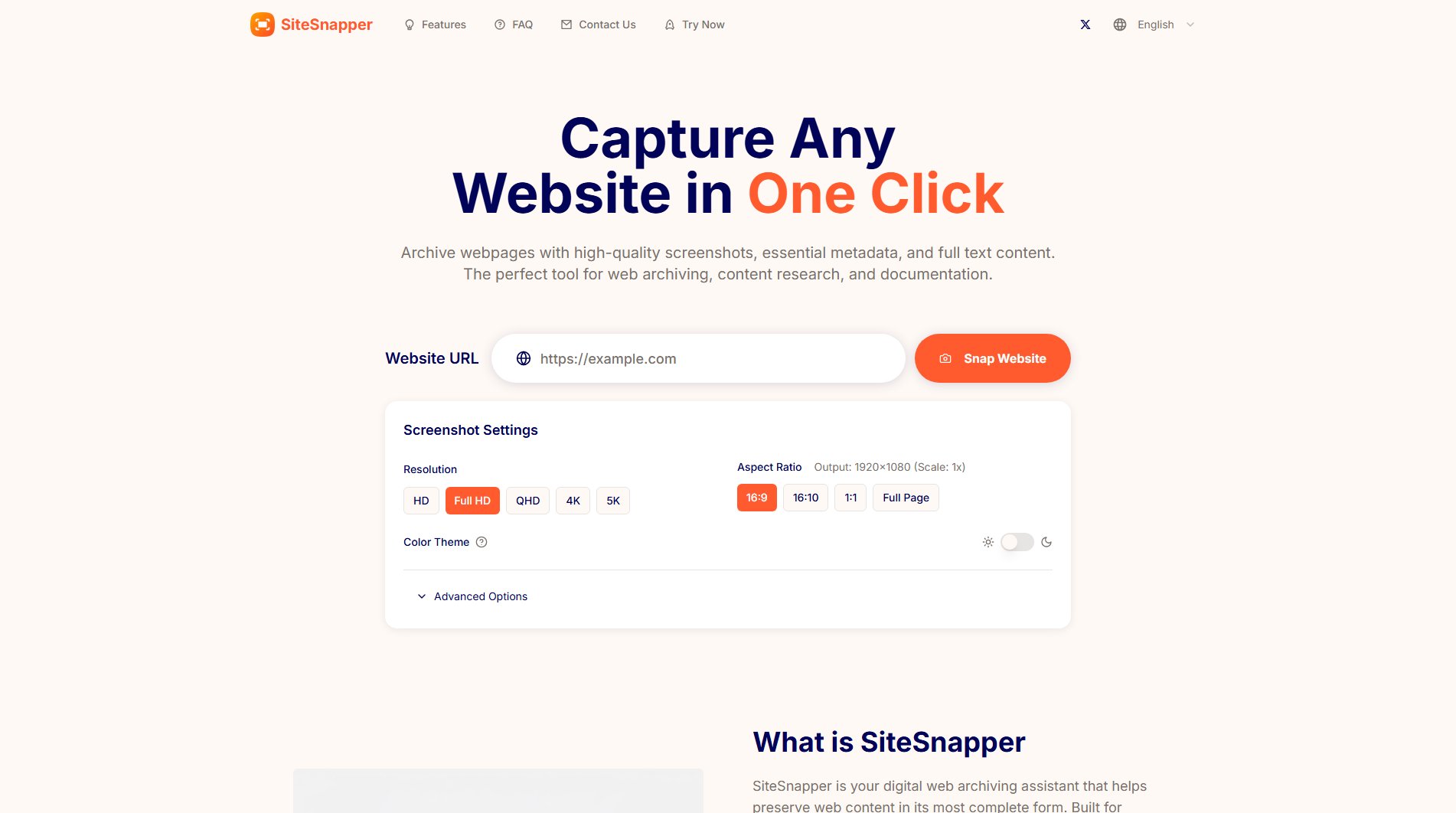 SiteSnapper SiteSnapper Interface & Screenshots