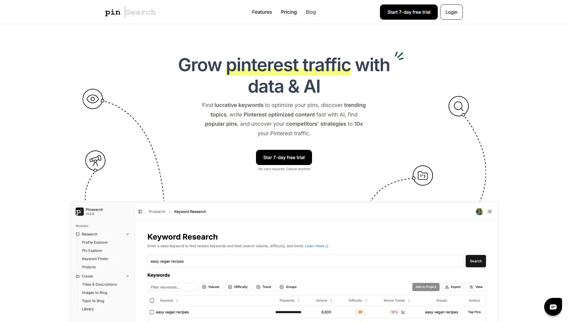Pinsearch Pinsearch Interface & Screenshots