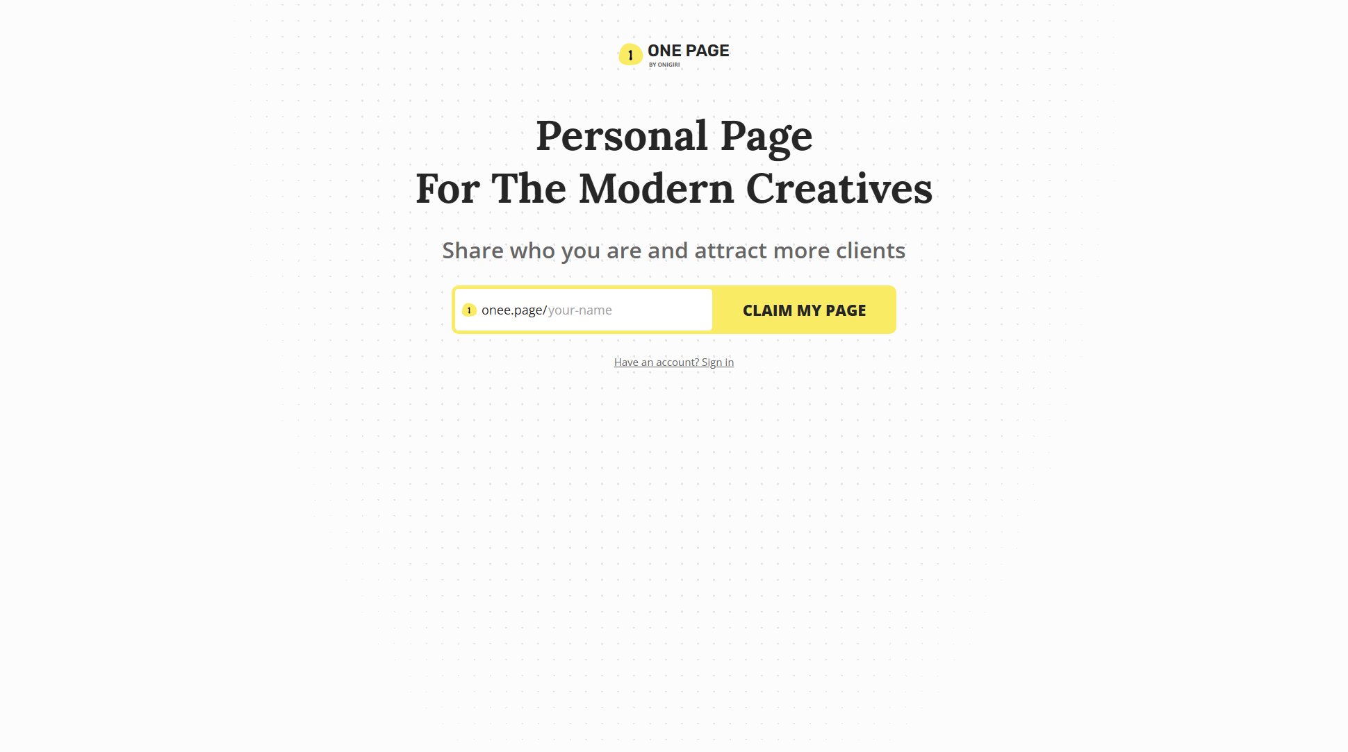 Onee Page Screenshot