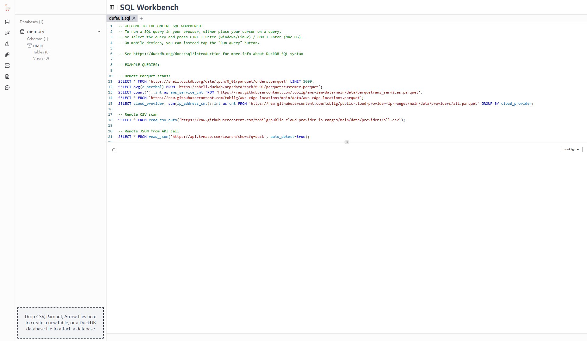 SQL Workbench SQL Workbench Interface & Screenshots