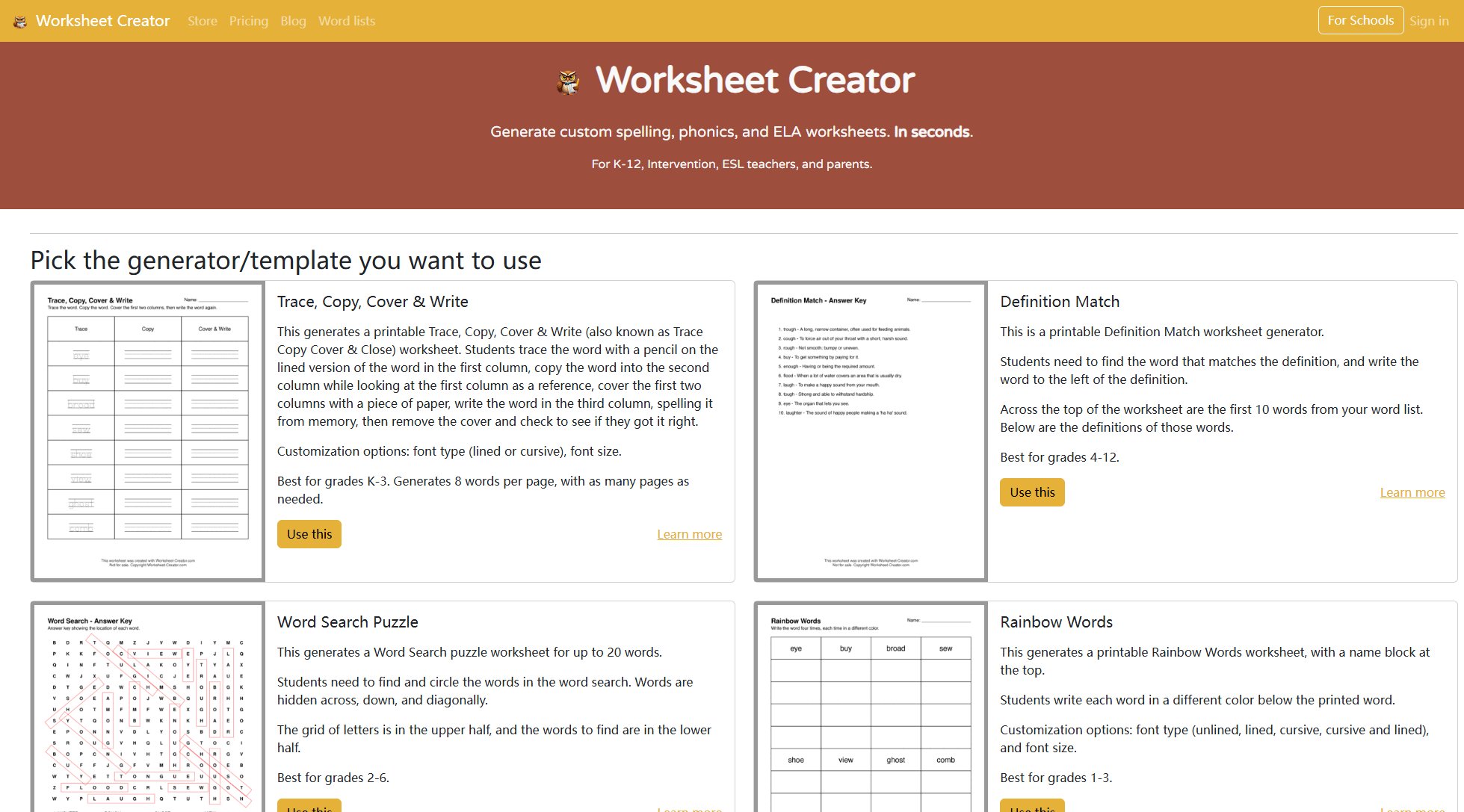 Worksheet Creator Worksheet Creator Interface & Screenshots