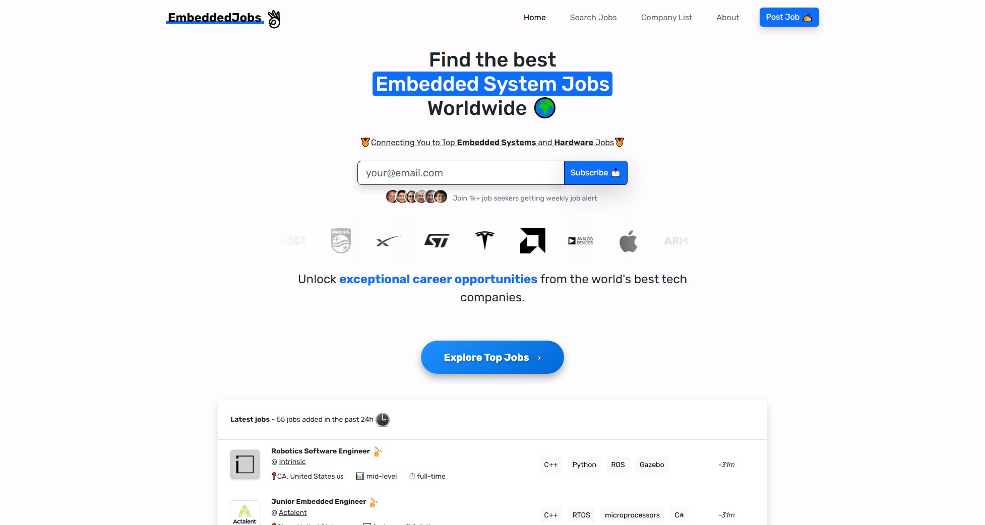 EmbeddedJobs EmbeddedJobs Interface & Screenshots EmbeddedJobs EmbeddedJobs Interface & Screenshots