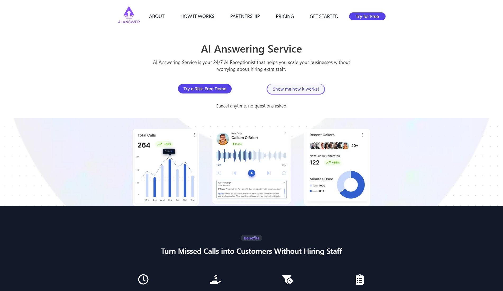 AI Answering Service Screenshot