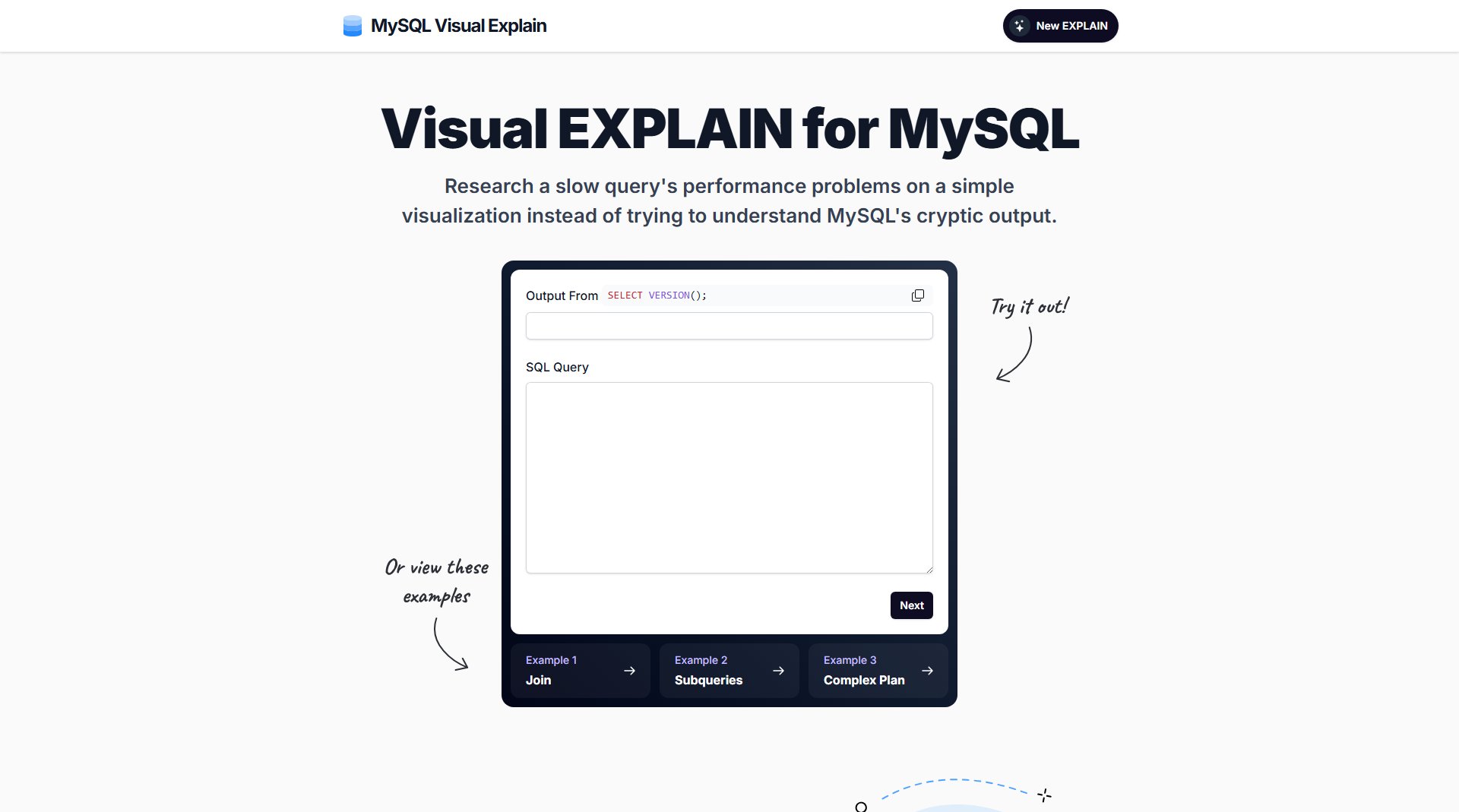 MySQL Visual Explain MySQL Visual Explain Interface & Screenshots