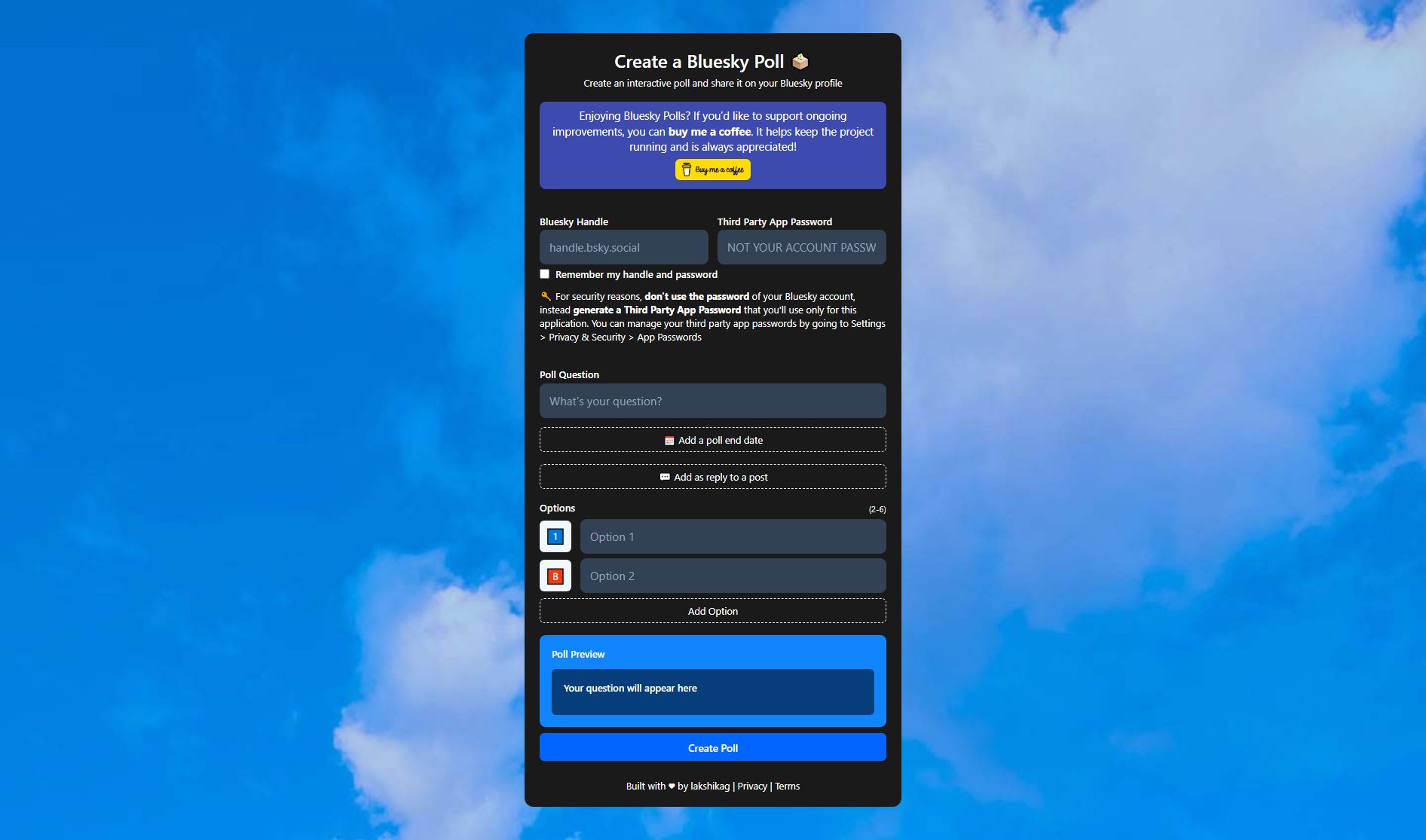 Bluesky Polls Bluesky Polls Interface & Screenshots Bluesky Polls Bluesky Polls Interface & Screenshots