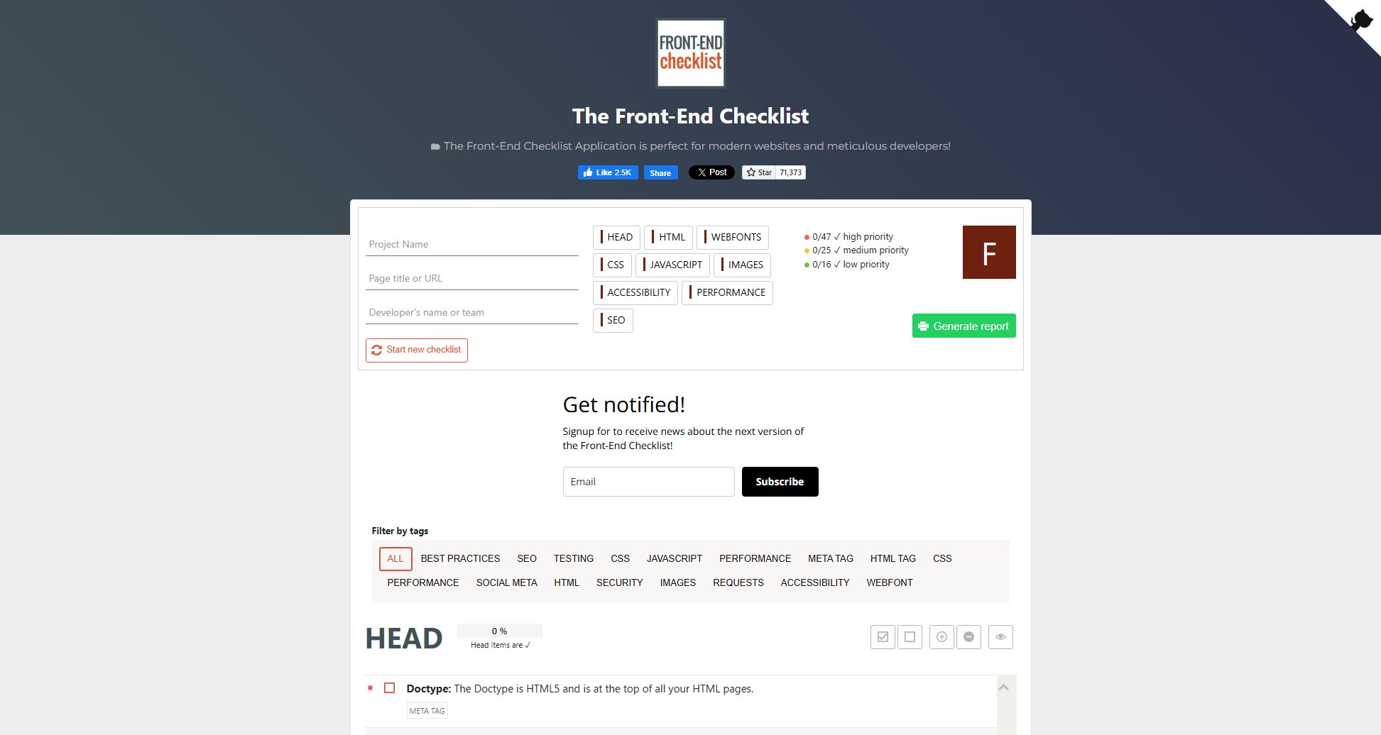 The Front-End Checklist Screenshot