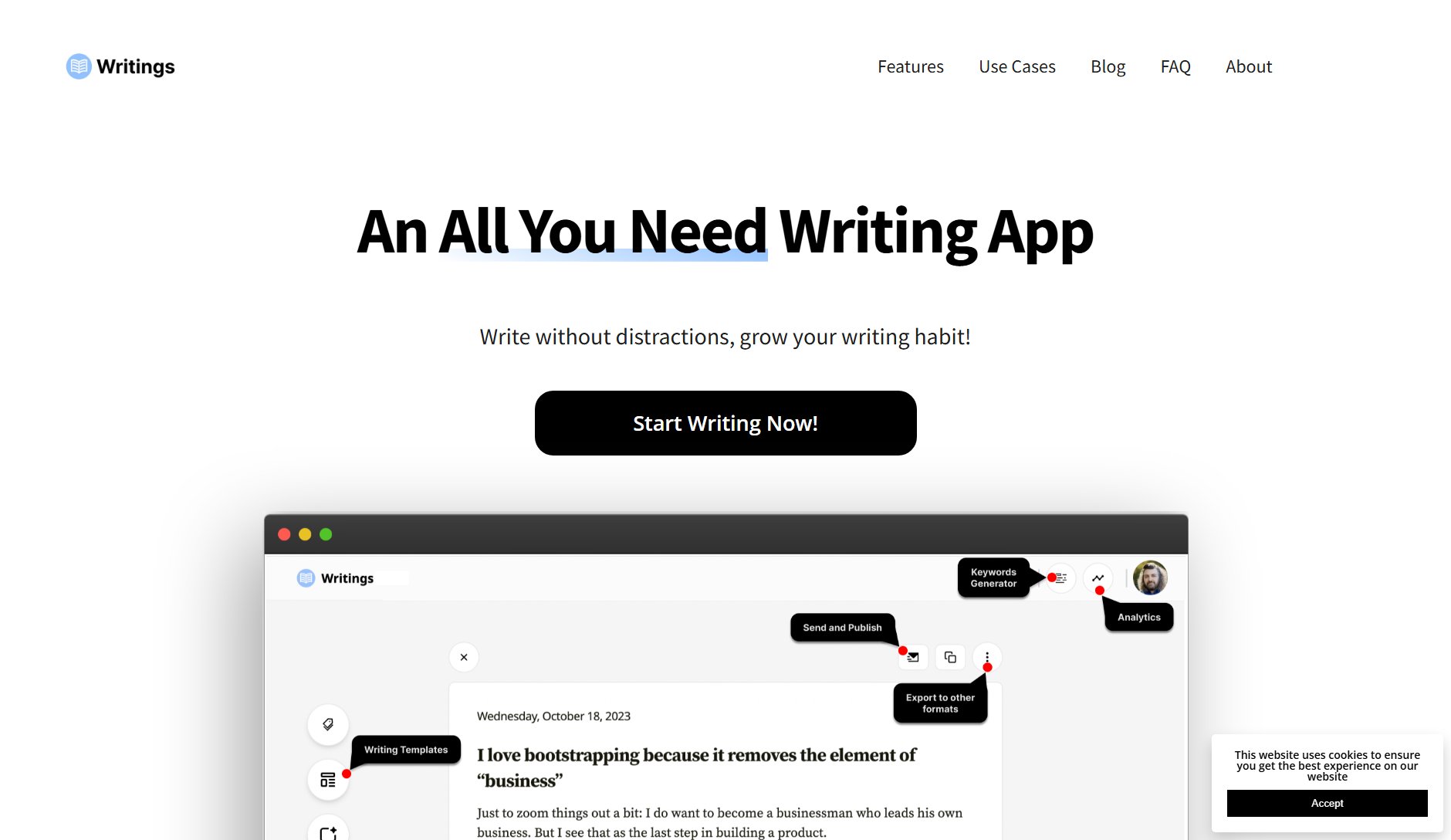 Writings Writings Interface & Screenshots