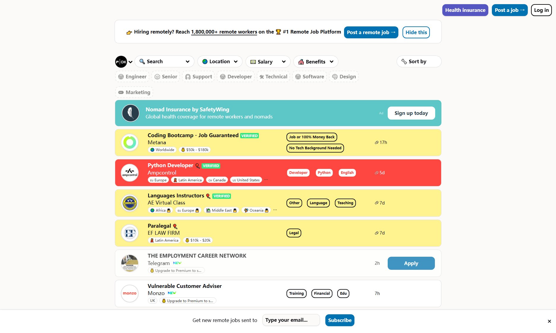 Remote OK Remote OK Interface & Screenshots