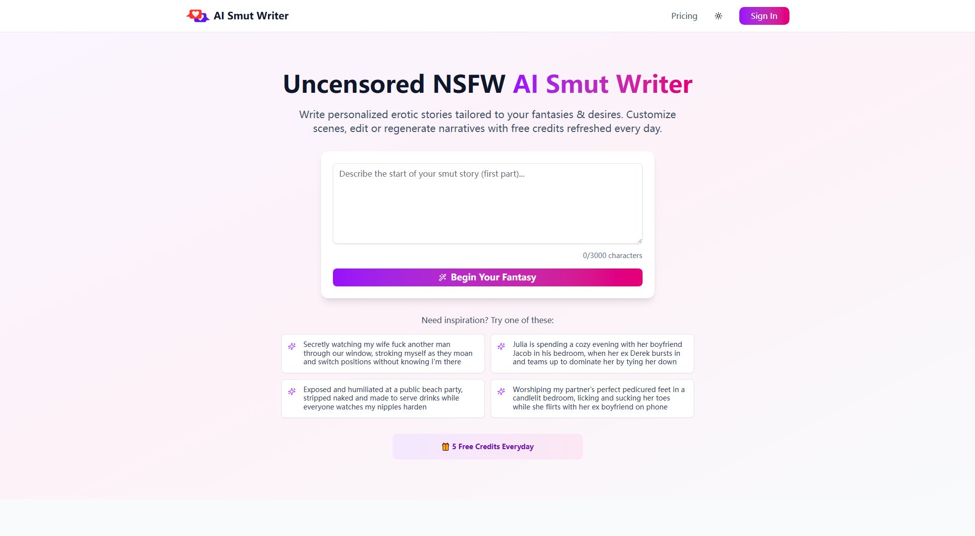AI Smut Writer AI Smut Writer Interface & Screenshots