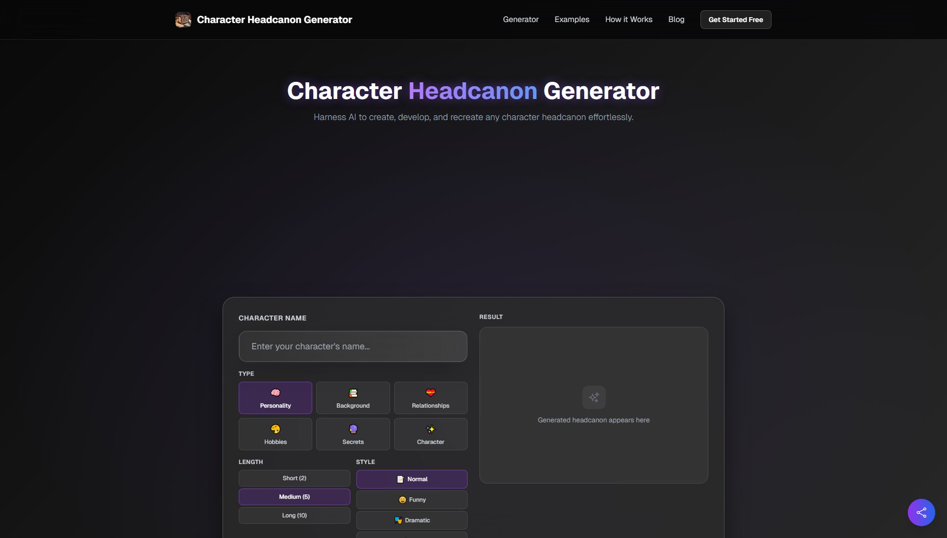 Character Headcanon Generator Character Headcanon Generator Interface & Screenshots Character Headcanon Generator Character Headcanon Generator Interface & Screenshots