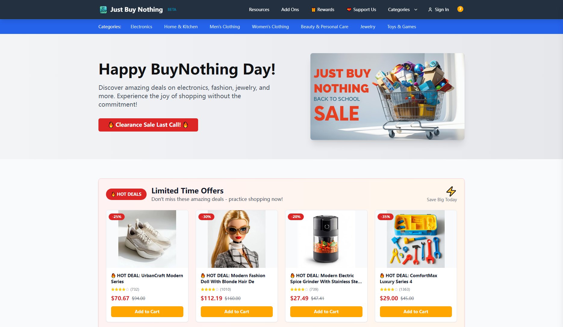 Just Buy Nothing Screenshot