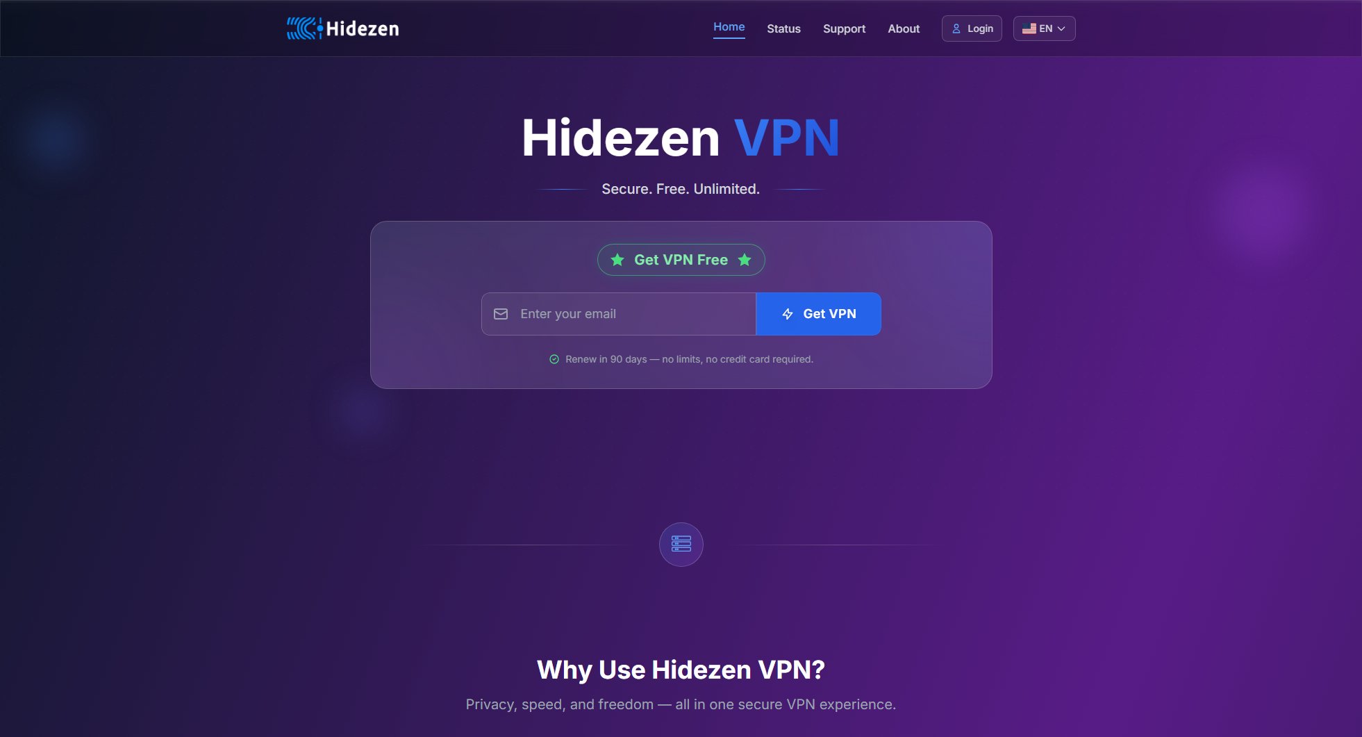Hidezen VPN Screenshot