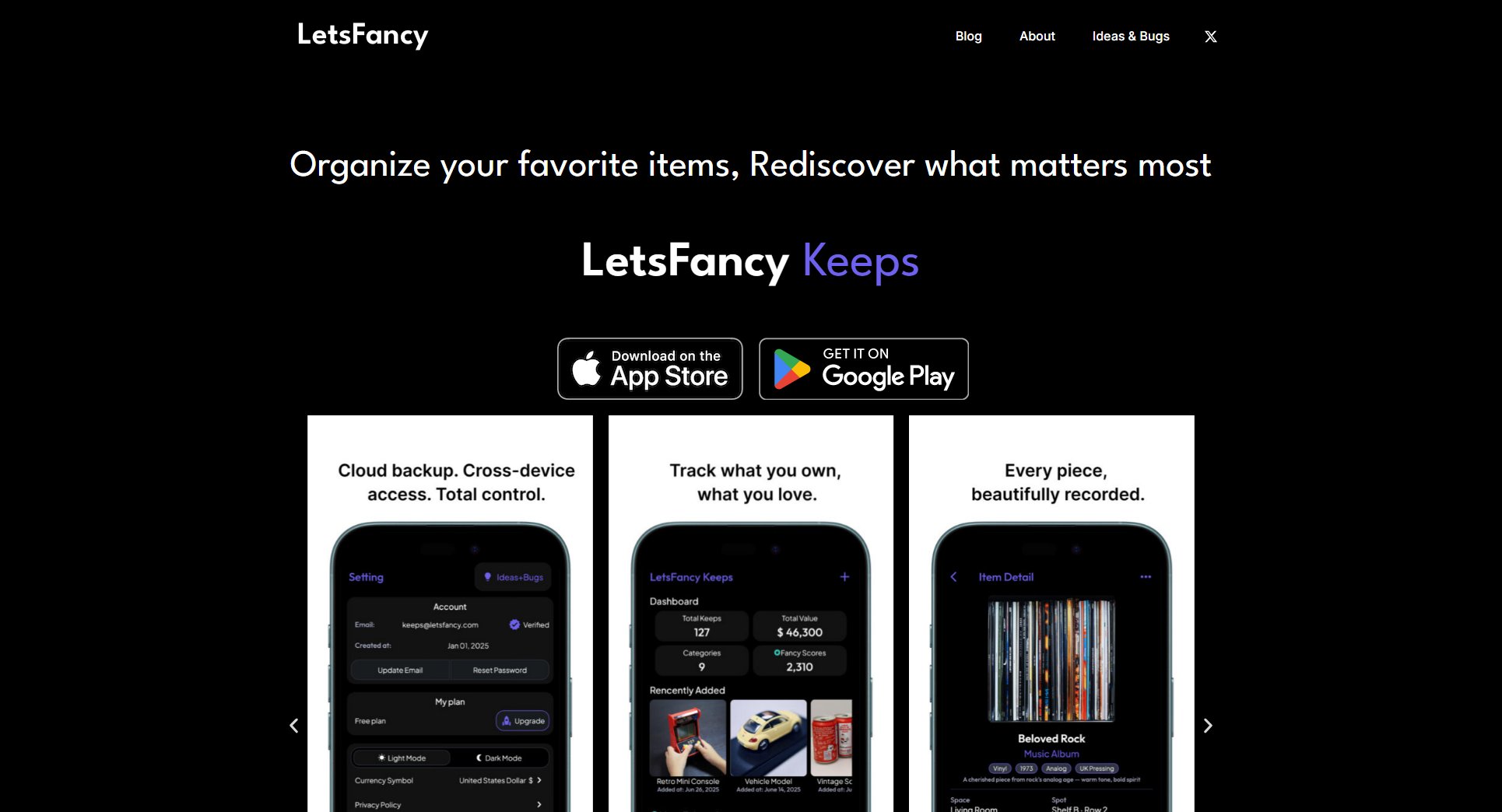 LetsFancy Keeps LetsFancy Keeps Interface & Screenshots
