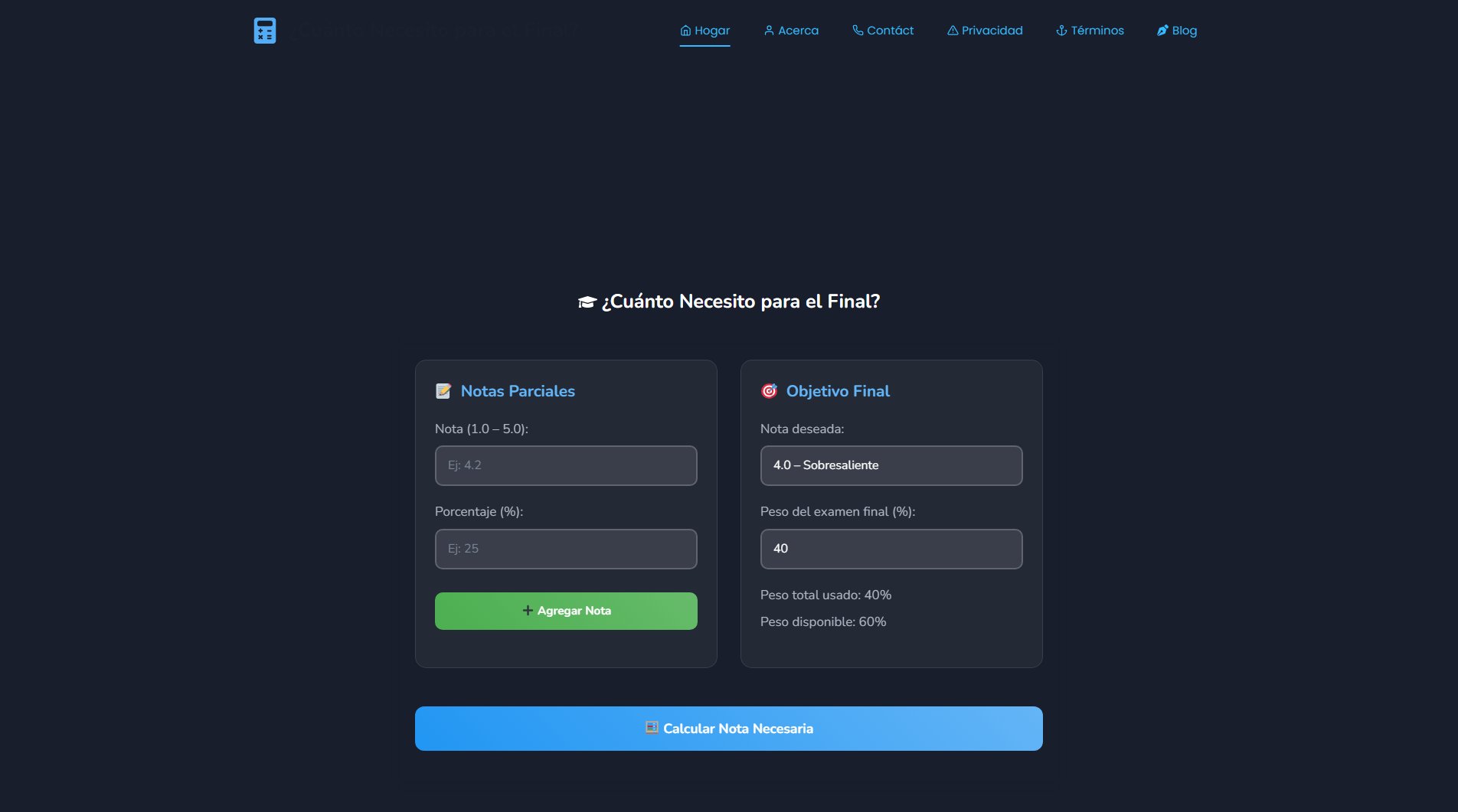 ¿Cuánto Necesito para el Final? ¿Cuánto Necesito para el Final? Interface & Screenshots