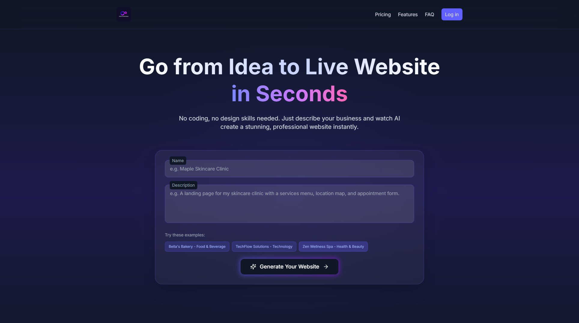 InstaWebAI Screenshot